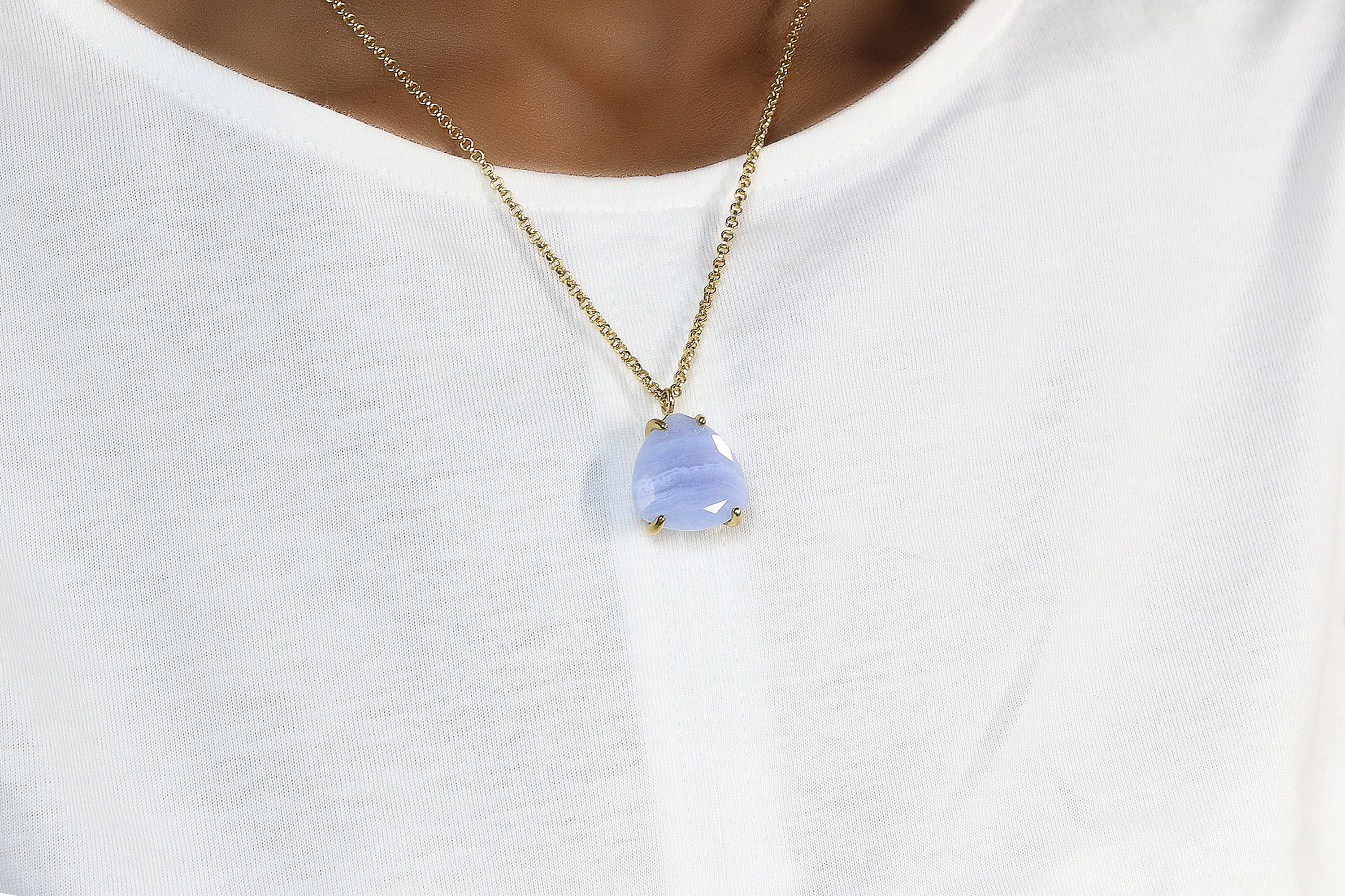 Trillion Cut Lace Agate Necklace necklaces Anemone Jewelry