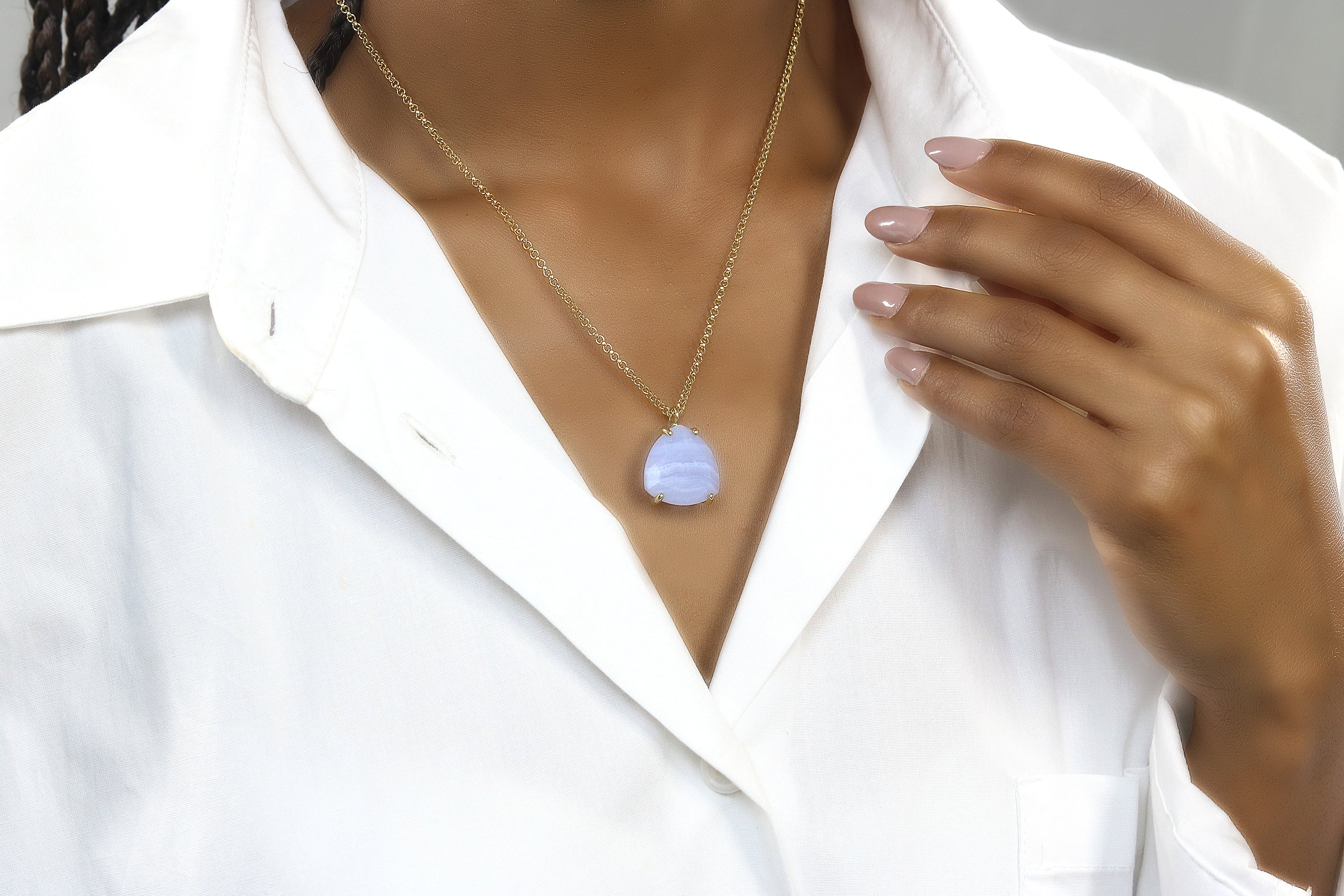 Trillion Cut Lace Agate Necklace necklaces Anemone Jewelry