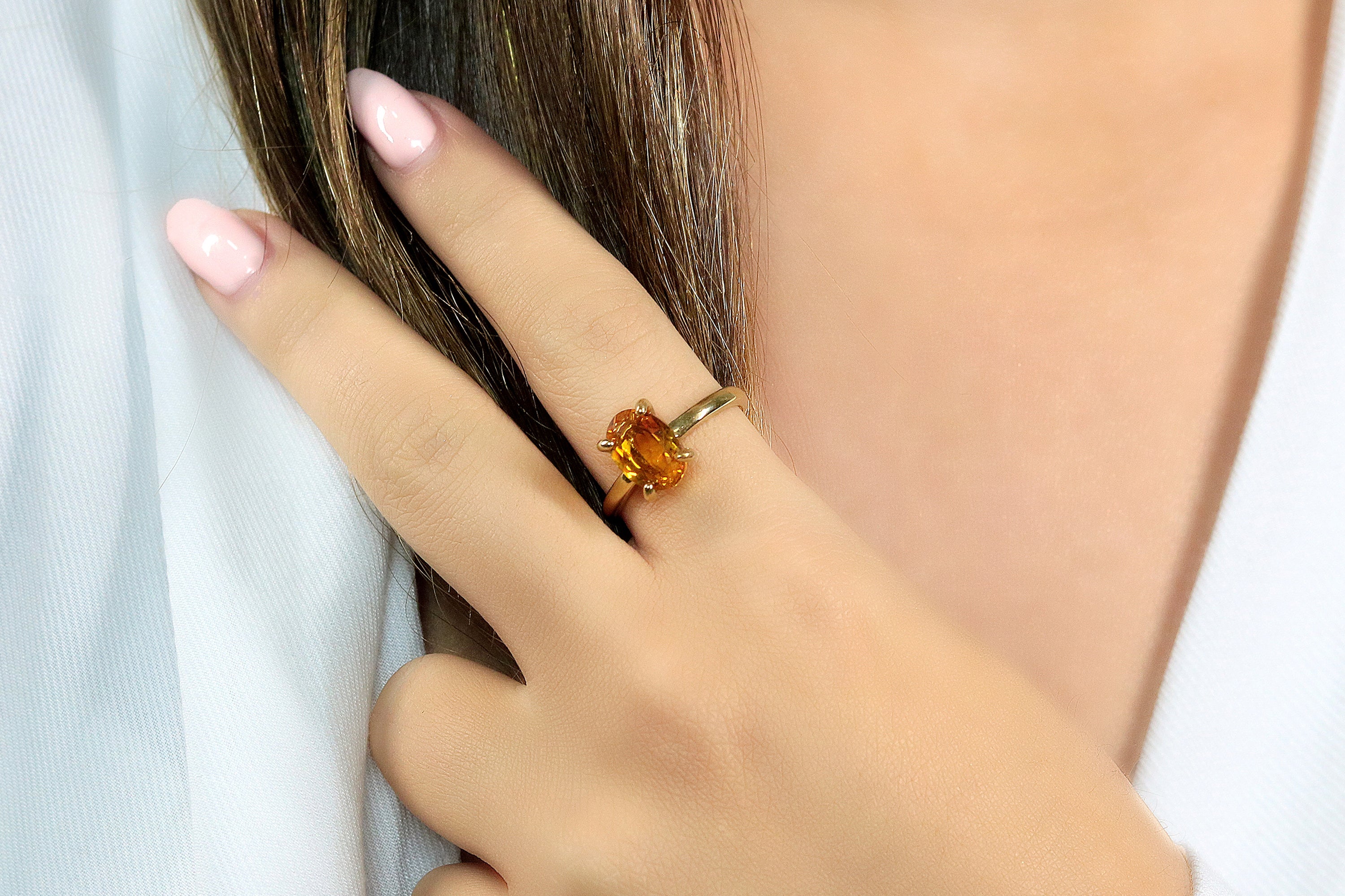 Dainty Yellow Citrine Gold Ring Rings Anemone Unique