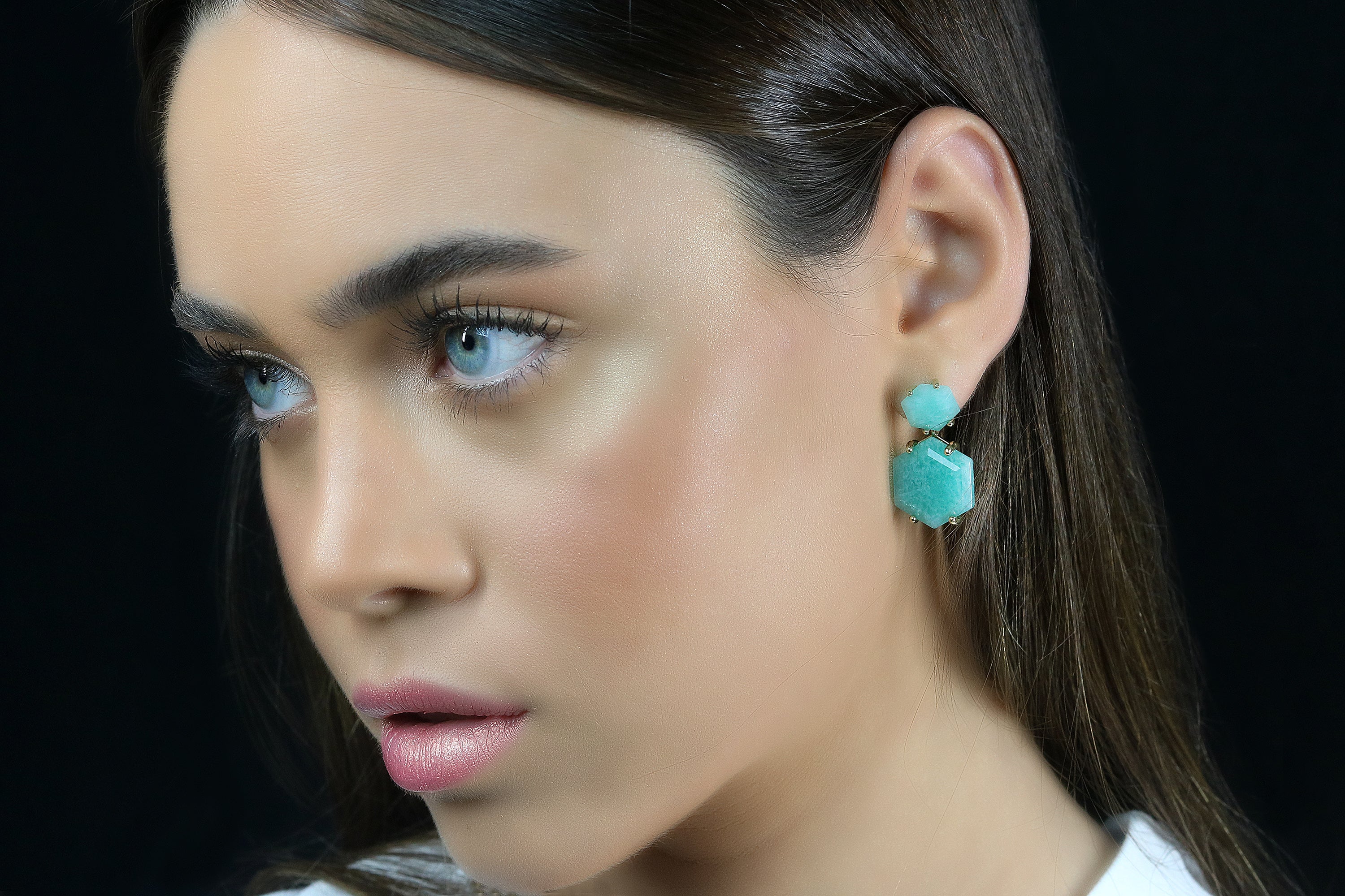 Artisan Amazonite Gold Earrings Earrings Anemone Jewelry