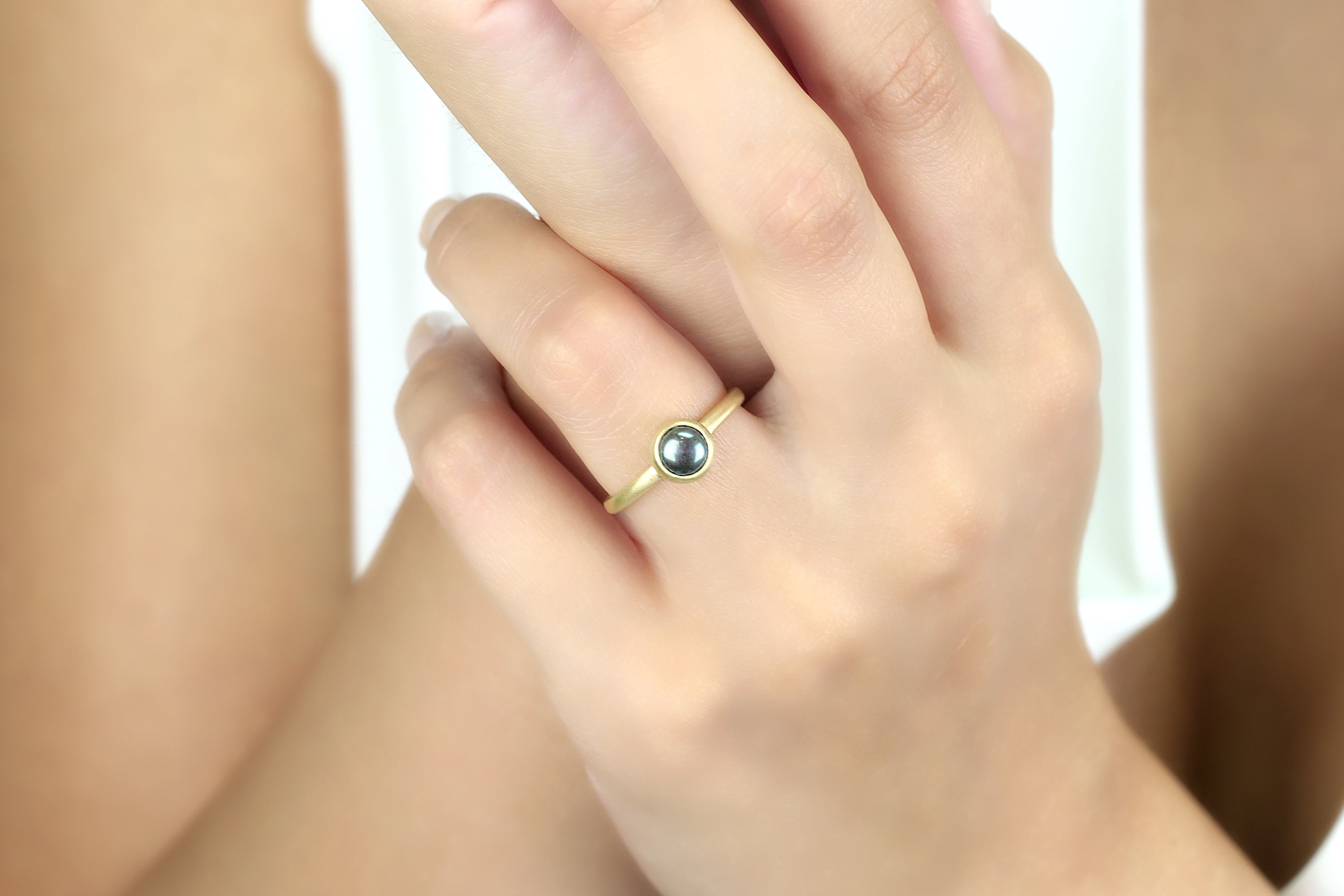 Black Pearl Bezel 14k Gold Ring Rings Anemone Limited