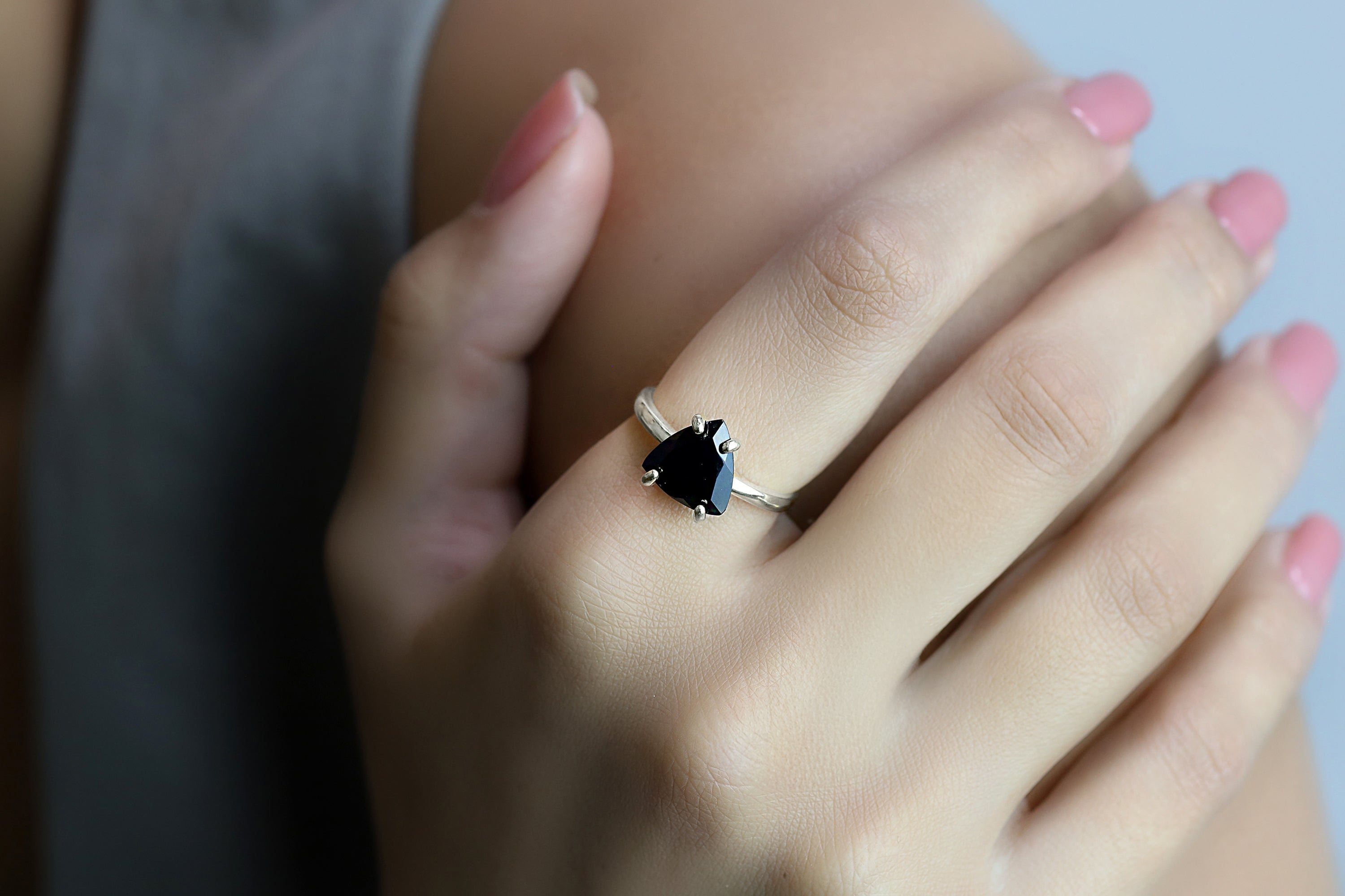 Black Onyx Ring in 14K Gold-filled Band Rings Anemone Unique