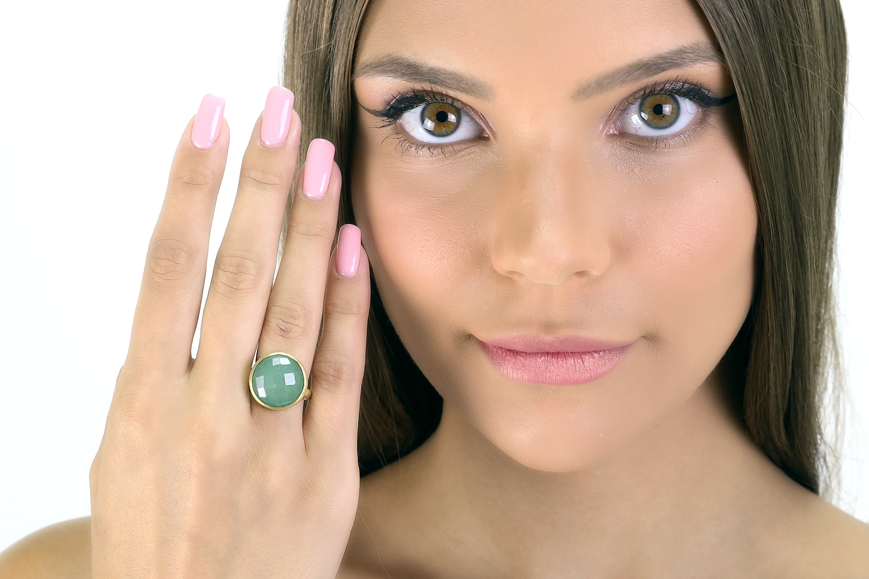 14k Gold Green Aventurine Bezel Ring Rings Anemone Limited