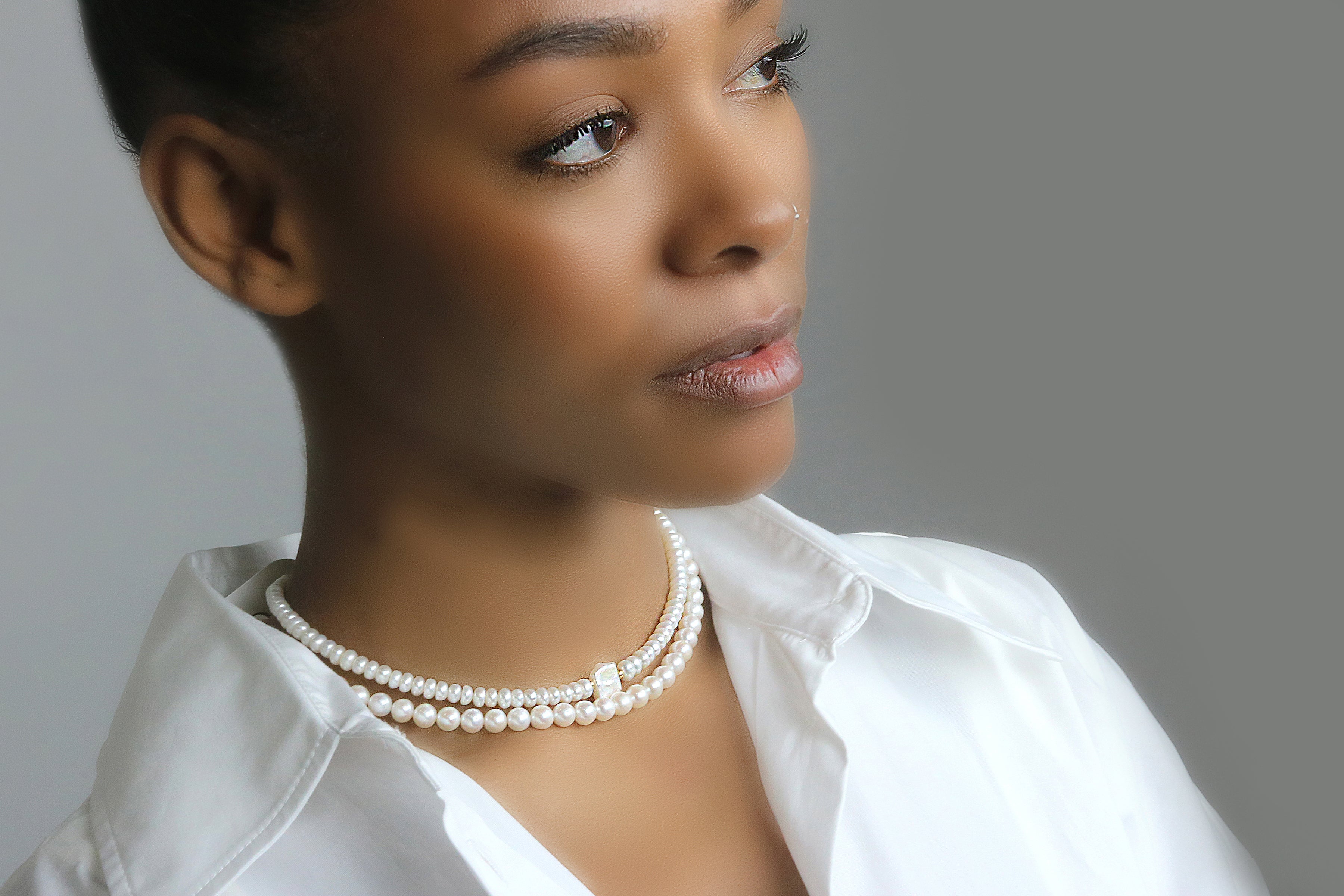 White Pearl Choker Necklace necklaces Anemone Charm