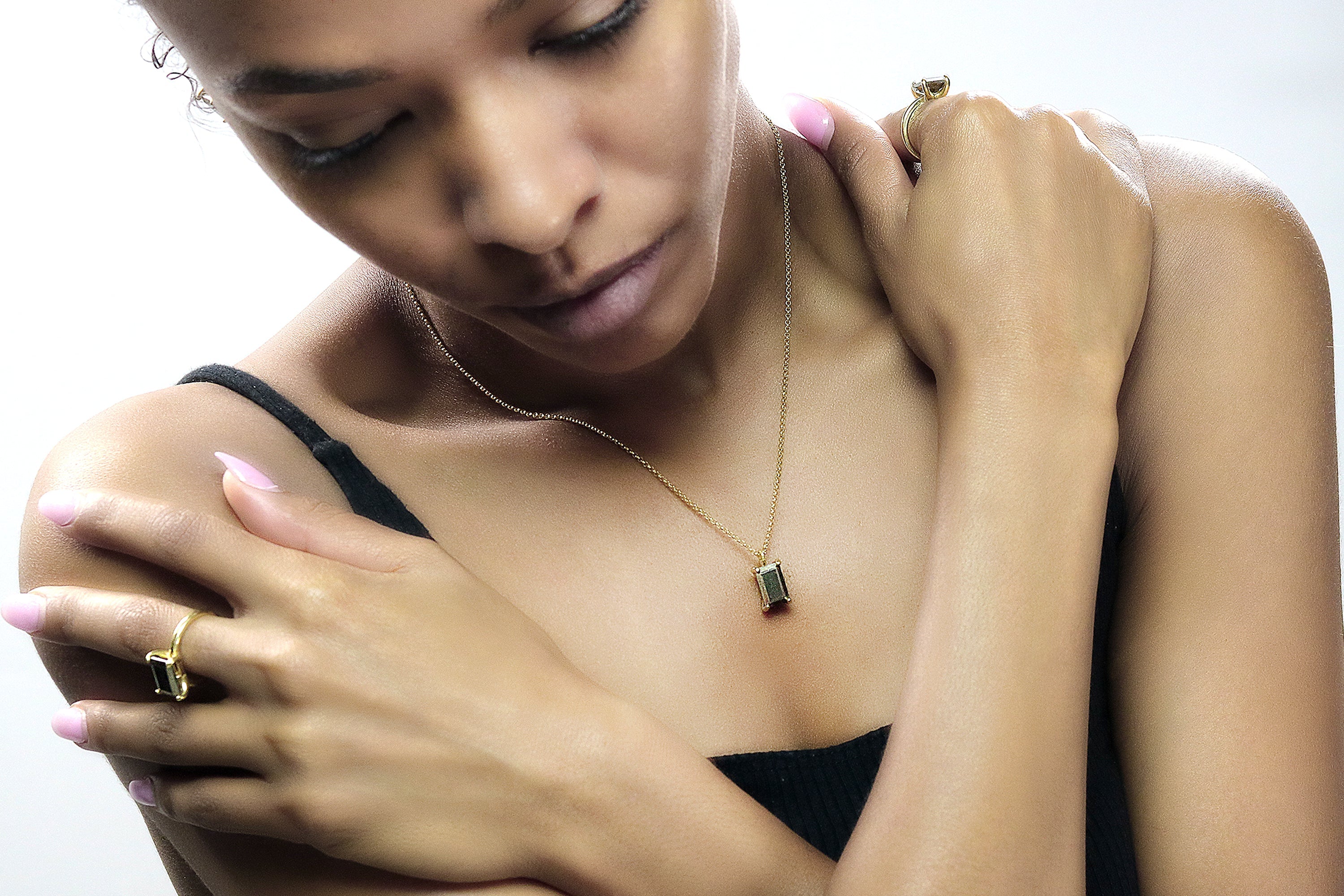 Lustrous Pyrite Pendant Necklace in Gold necklaces Anemone Unique