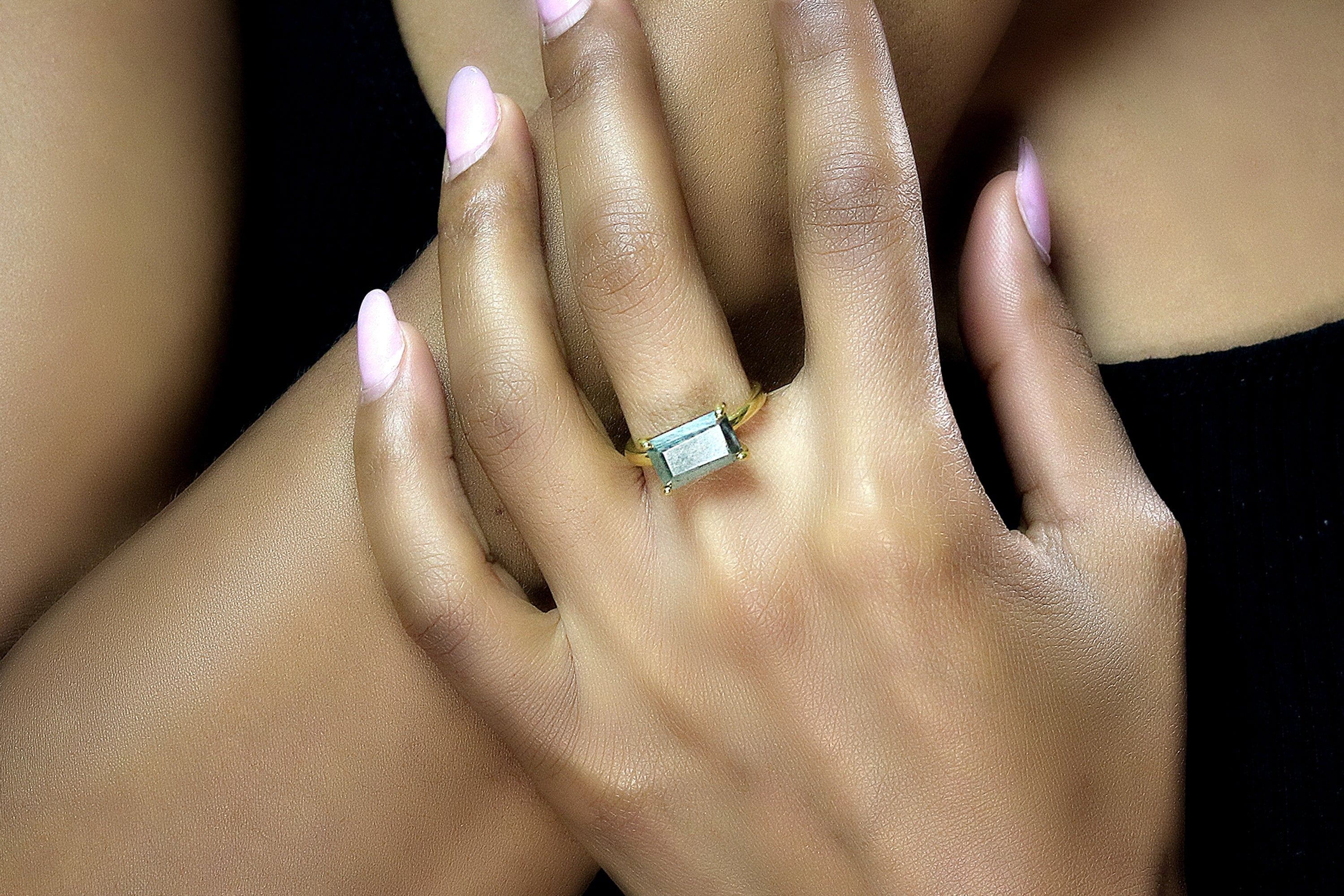 Shiny Pyrite Stone Ring in Gold Rings Anemone Unique