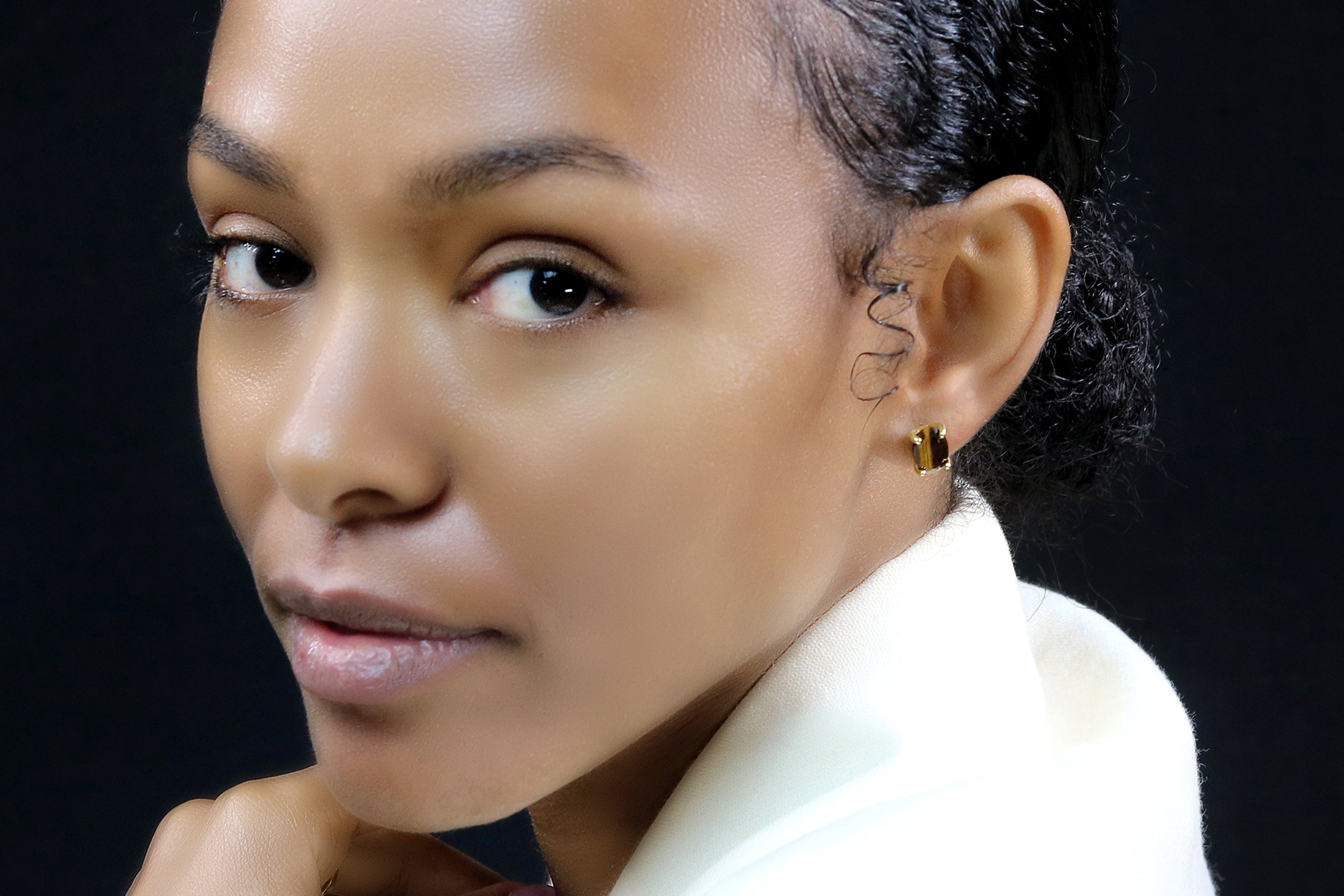 Unique Tiger Eye Stud Earrings in 14k Gold Earrings Anemone Unique