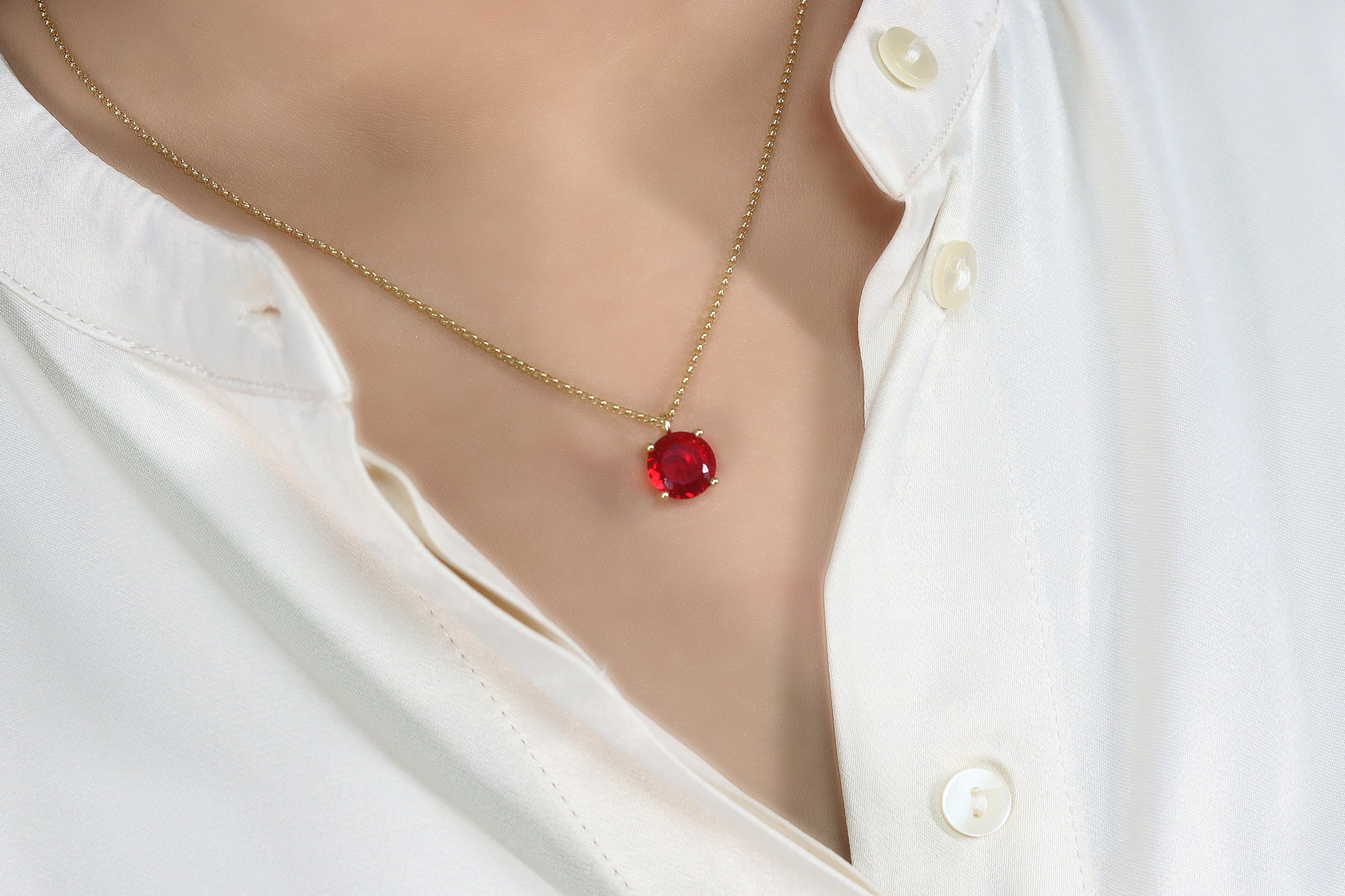 Timeless Ruby Necklace in 14k Gold necklaces Anemone Unique