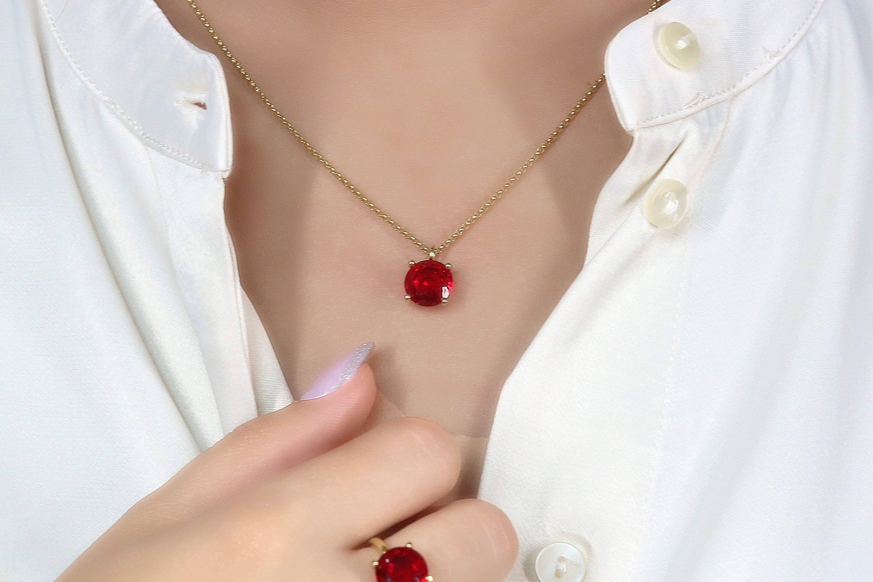 Timeless Ruby Necklace in 14k Gold necklaces Anemone Unique