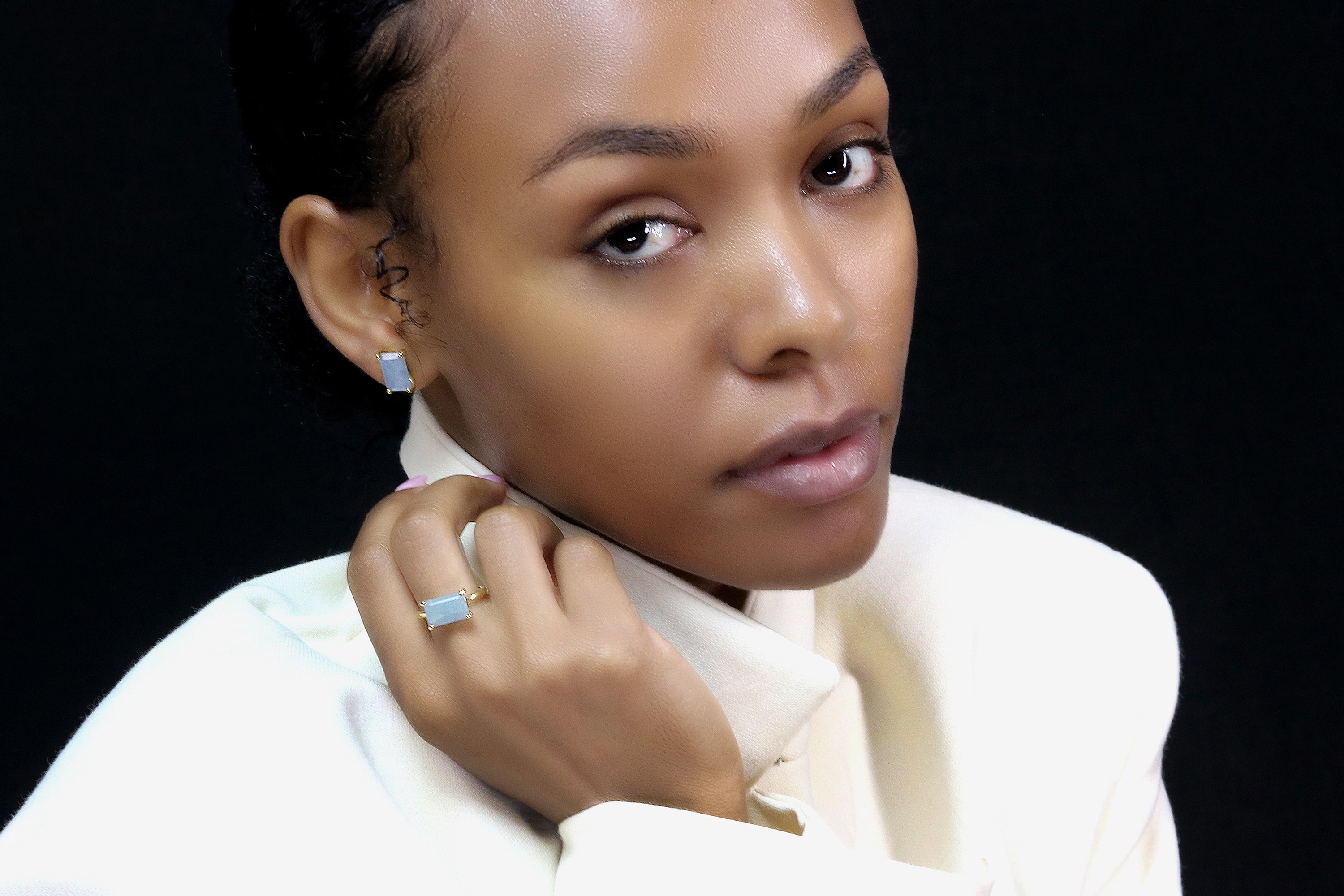 Simple Aquamarine Gemstone Gold Ring Rings Anemone Unique