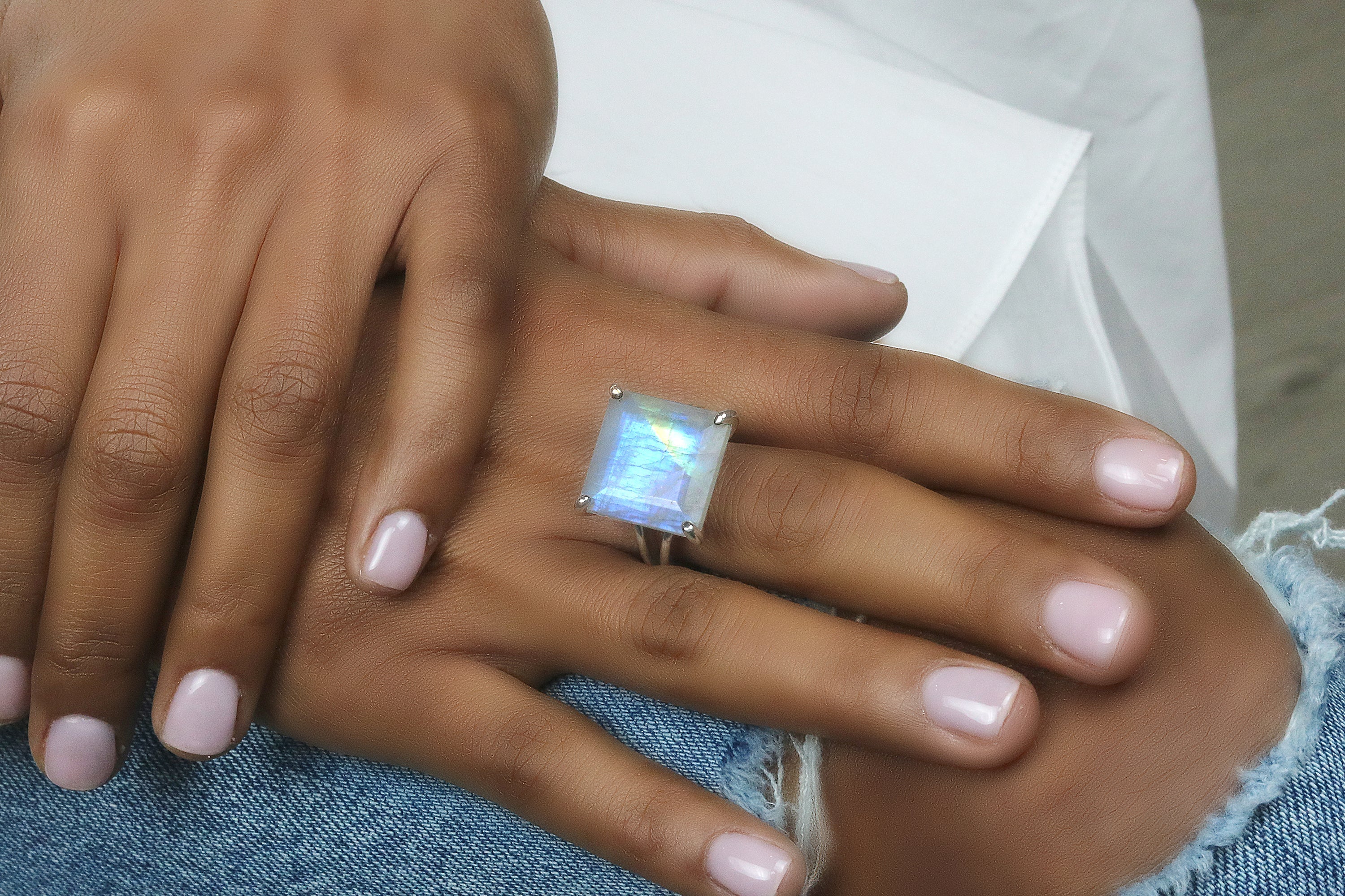 Moonstone Ring in 14k Gold-filled Ring Band Rings Anemone Jewelry