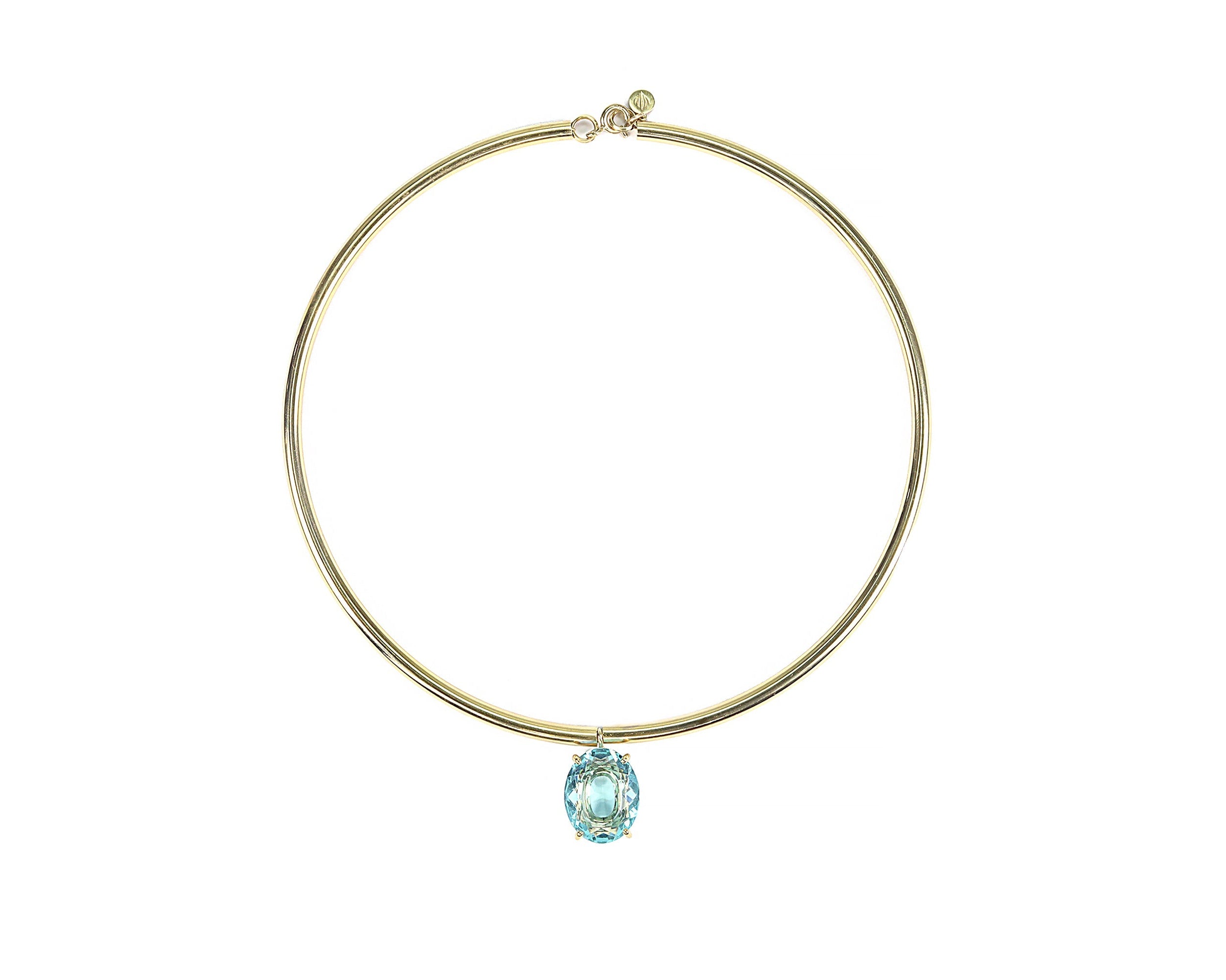 Blue Topaz Pendant Gold Tribal Necklace necklaces Anemone Jewelry