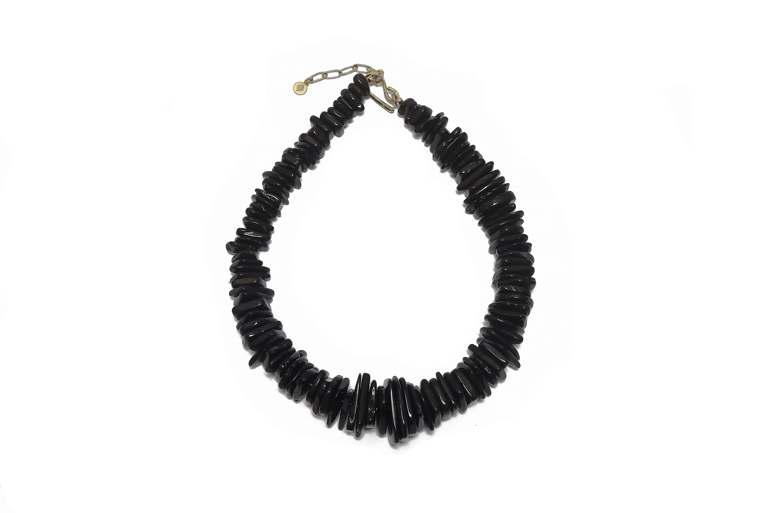 Black Onyx Slices Statement Extra Large Gemstone Necklace necklaces Anemone Jewelry