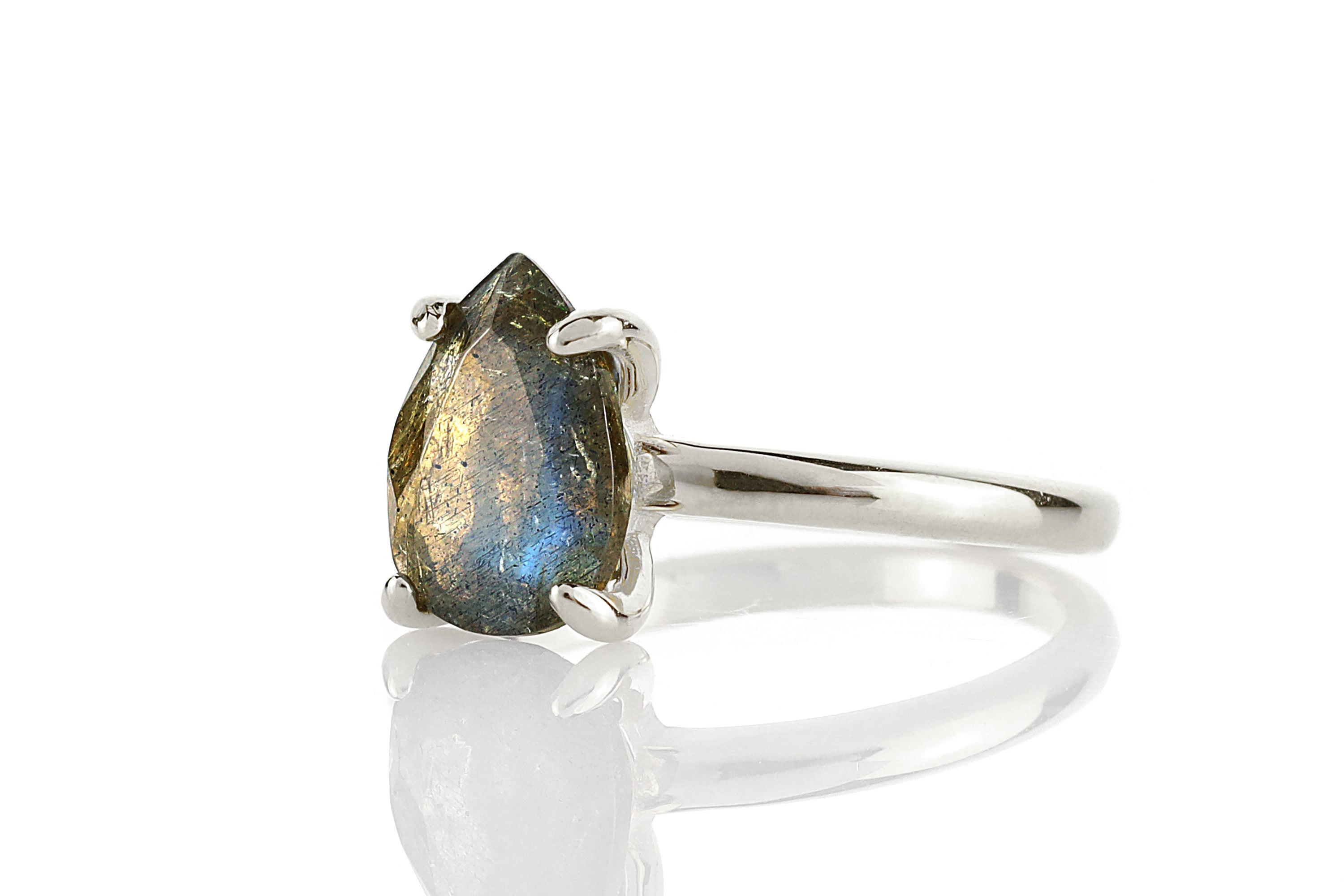 Pear Labradorite Ring in Sterling Silver Rings Anemone Unique