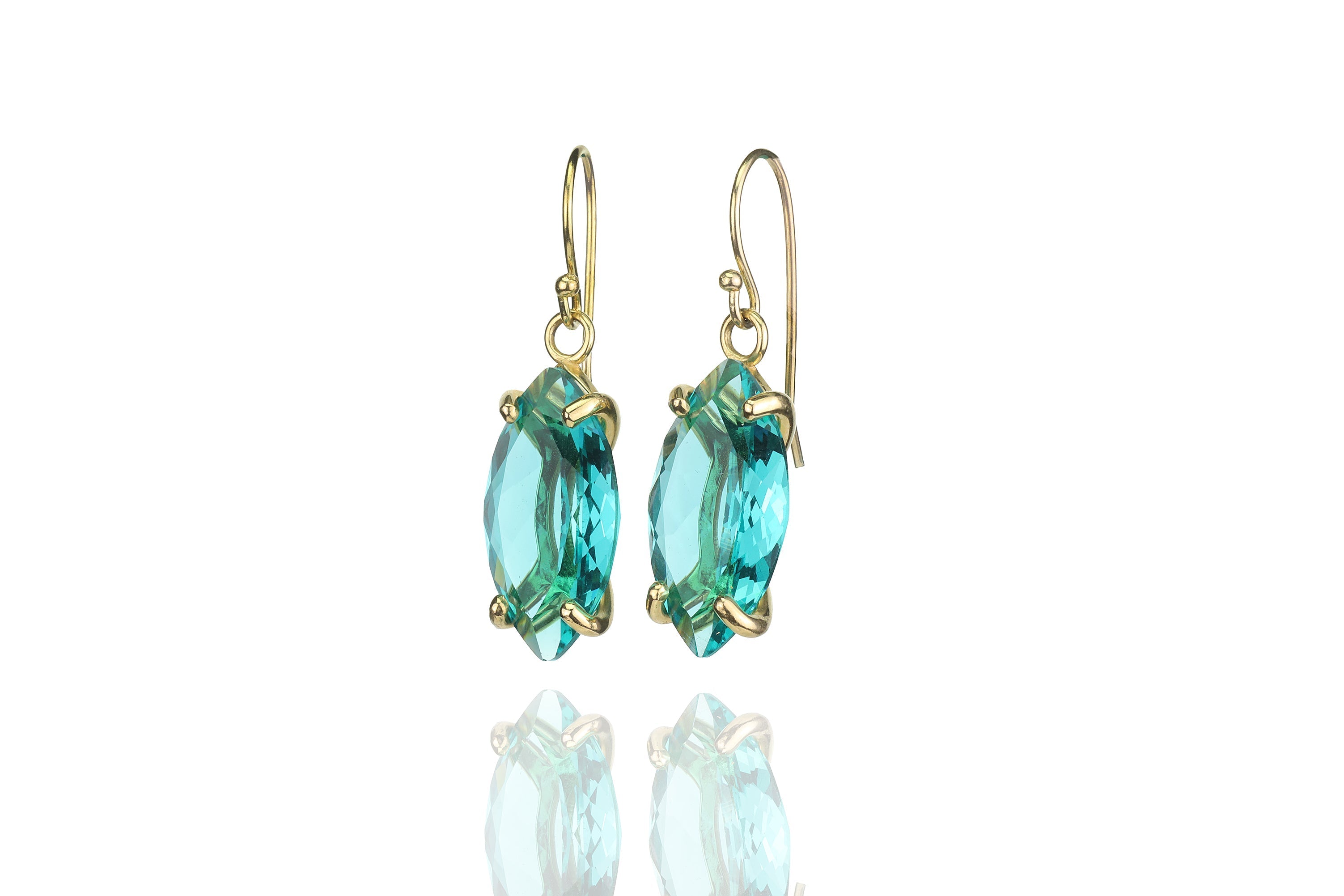 Gold Filled Marquise Cut Blue Tourmaline Earrings Earrings Anemone Jewelry