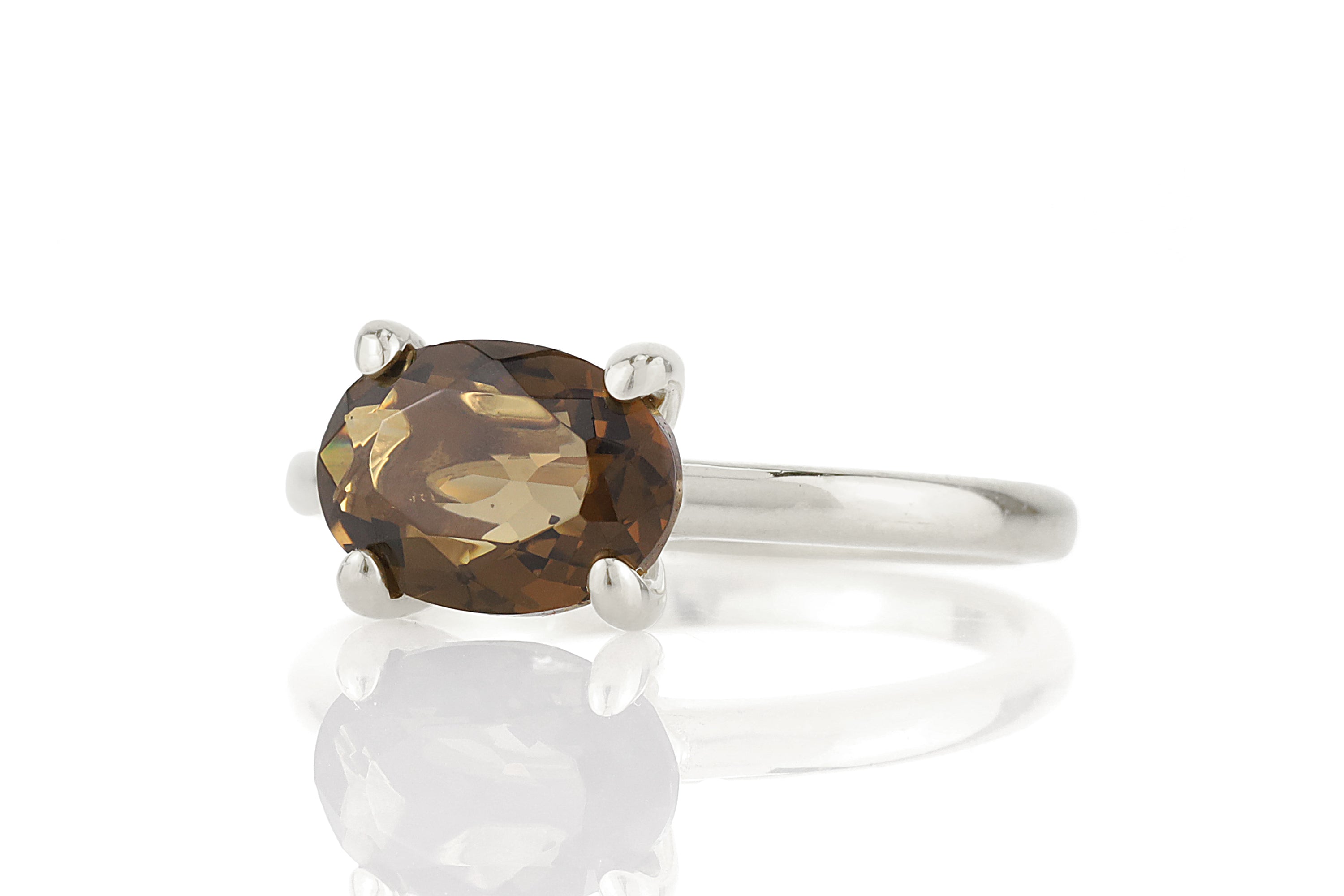 Oval Smoky Quartz Sterling Silver Ring for Women Rings Anemone Unique