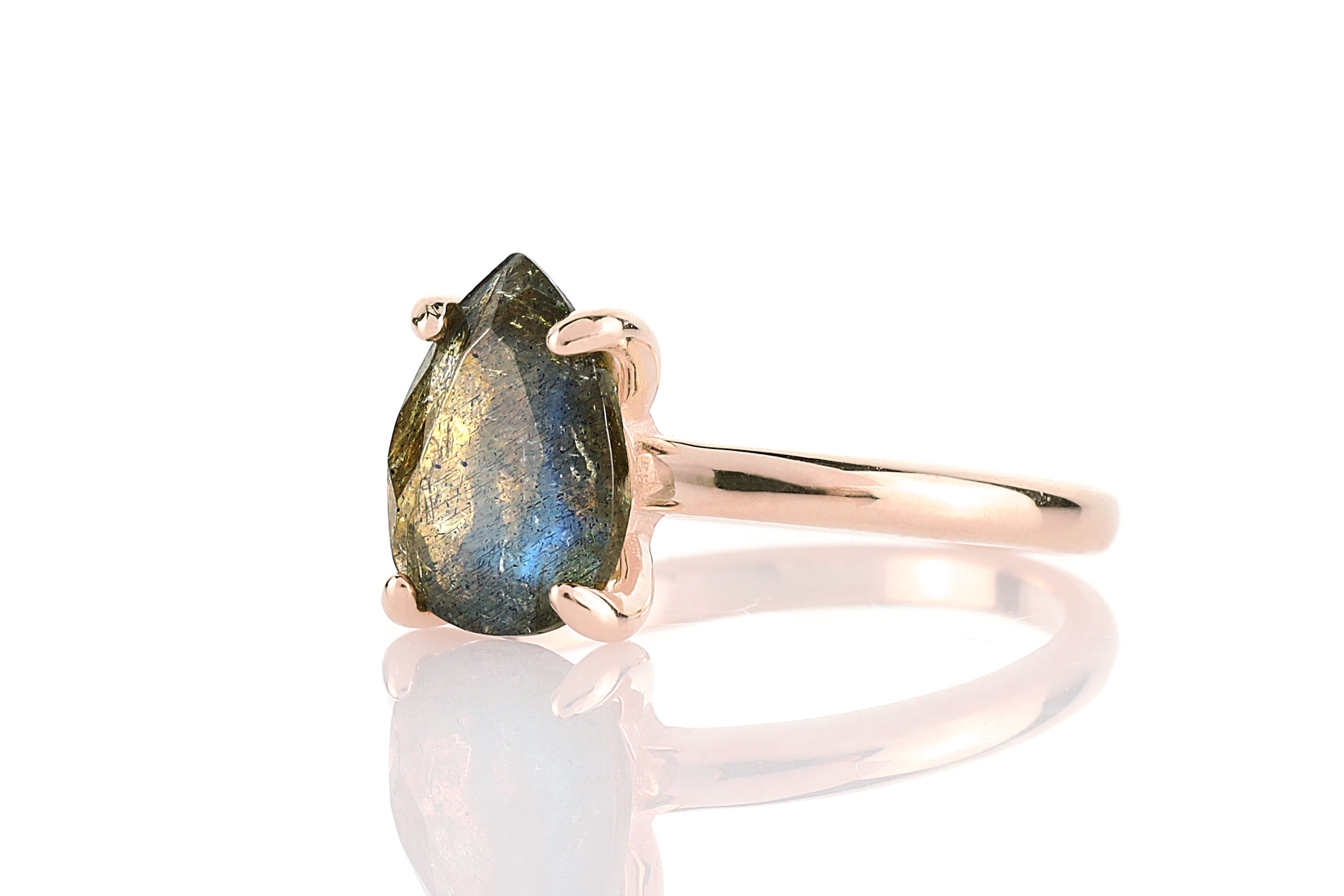 Flashy Labradorite Ring in Rose Gold Rings Anemone Unique