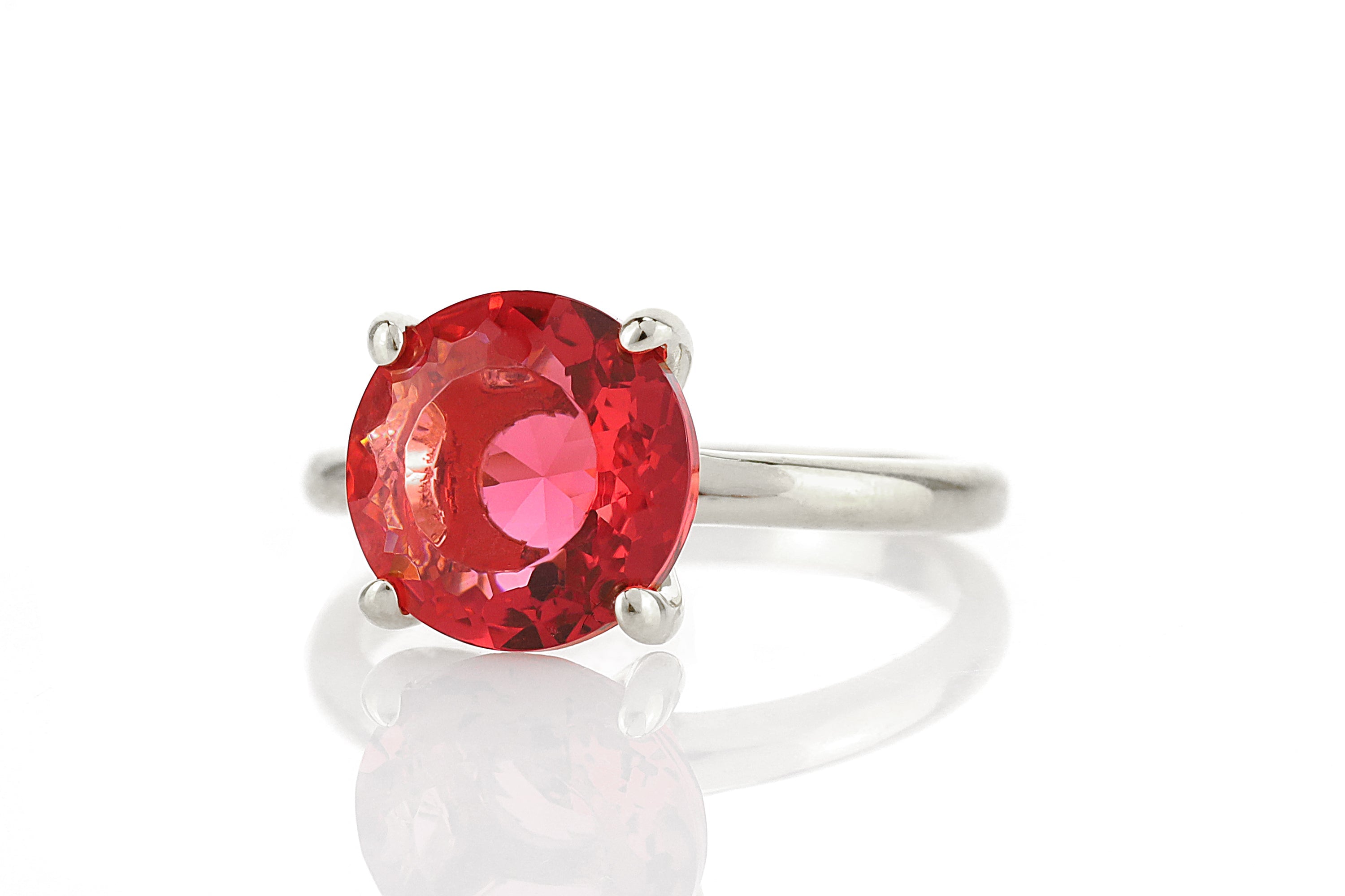 Pink Tourmaline Sterling Silver Round Gemstone Ring Rings Anemone Unique
