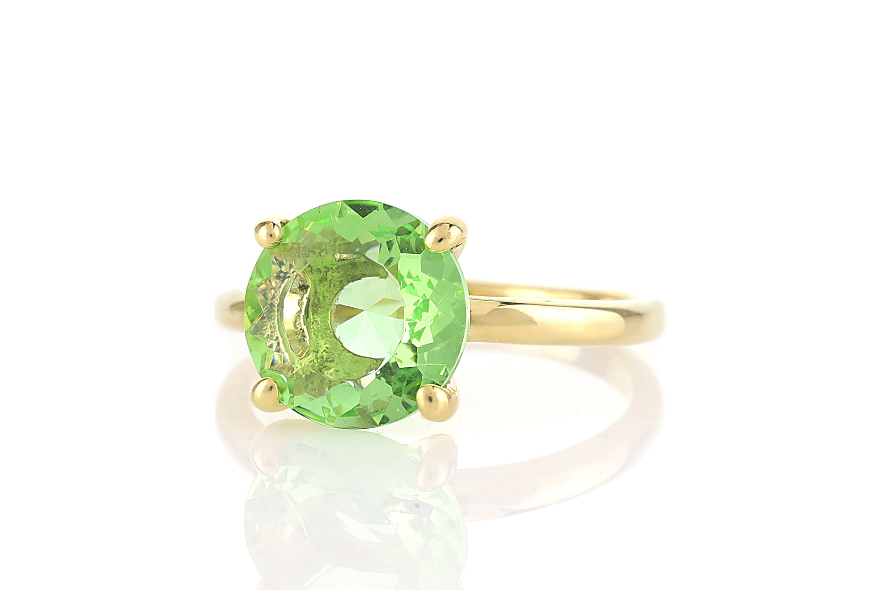 Solitaire Gold Ring with Green Tourmaline Gemstone Rings Anemone Unique