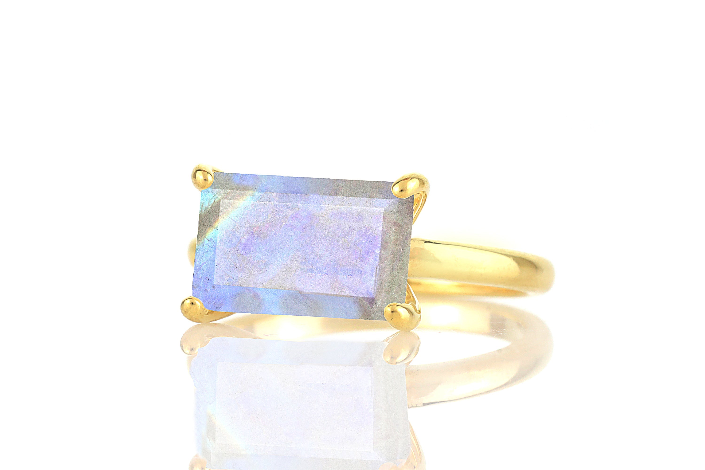 Rectangular Moonstone Gold Filled Ring Rings Anemone Unique