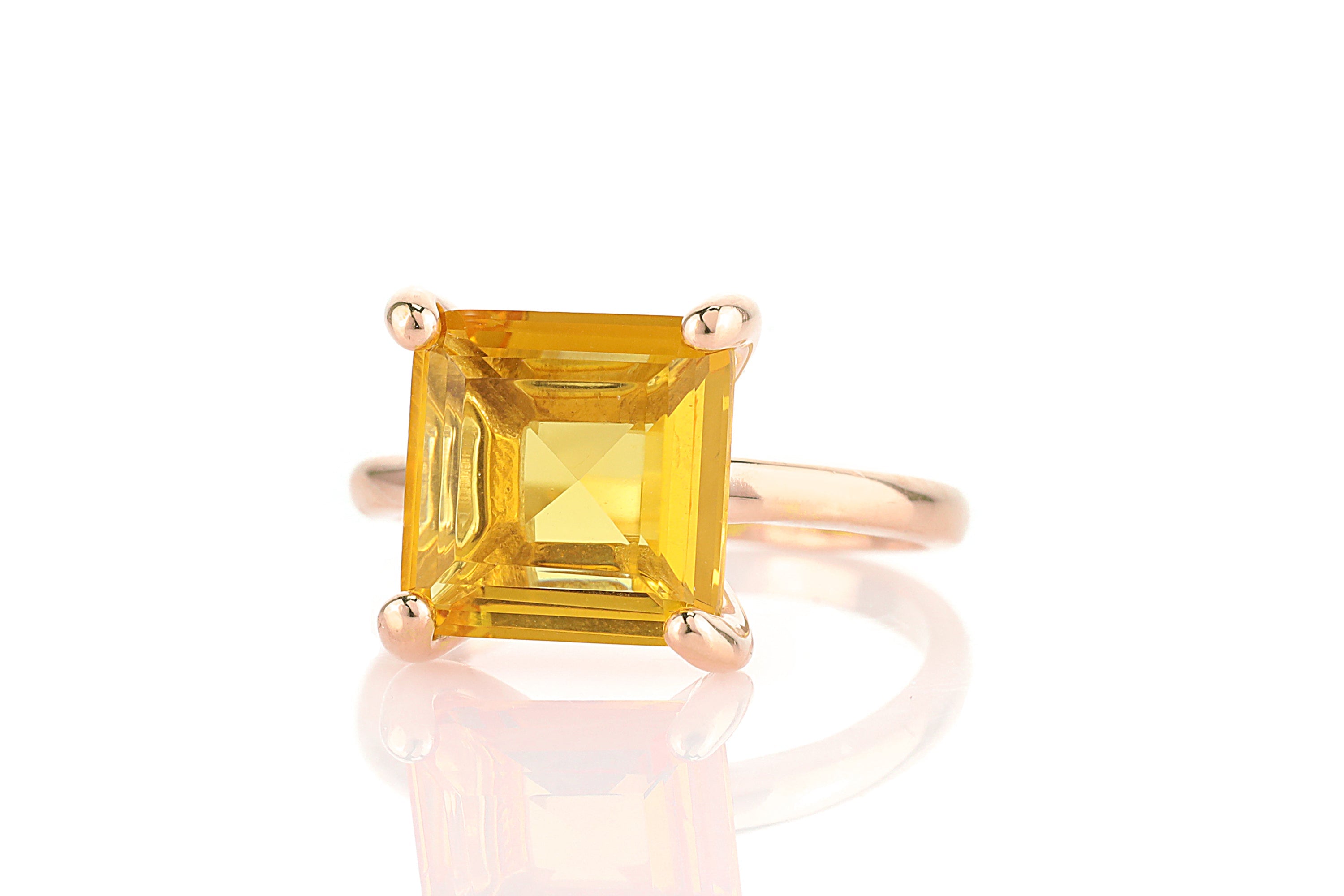 Yellow Citrine Ring in Rose Gold Rings Anemone Unique