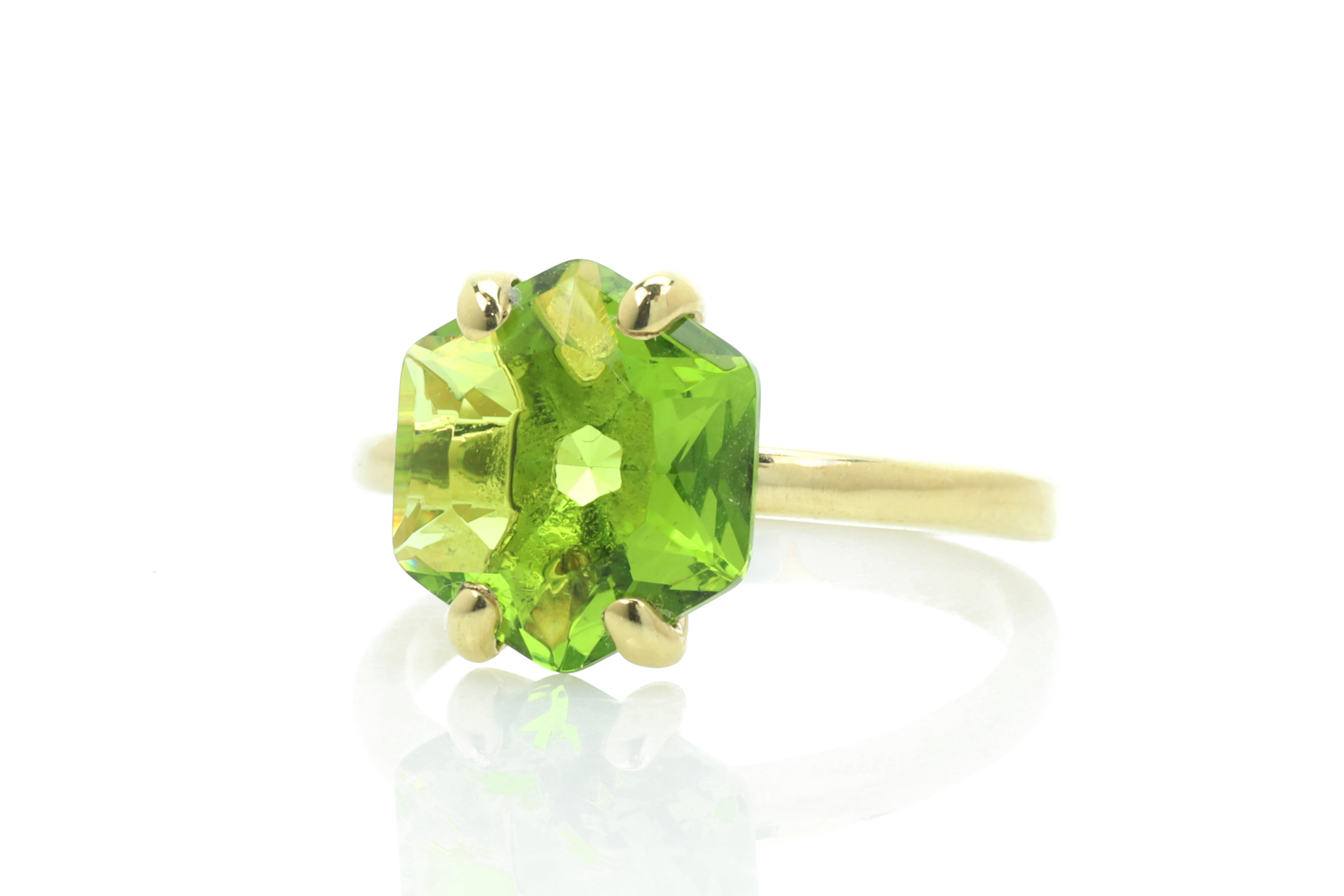 Handmade Statement Peridot Gold Rings Rings Anemone Unique