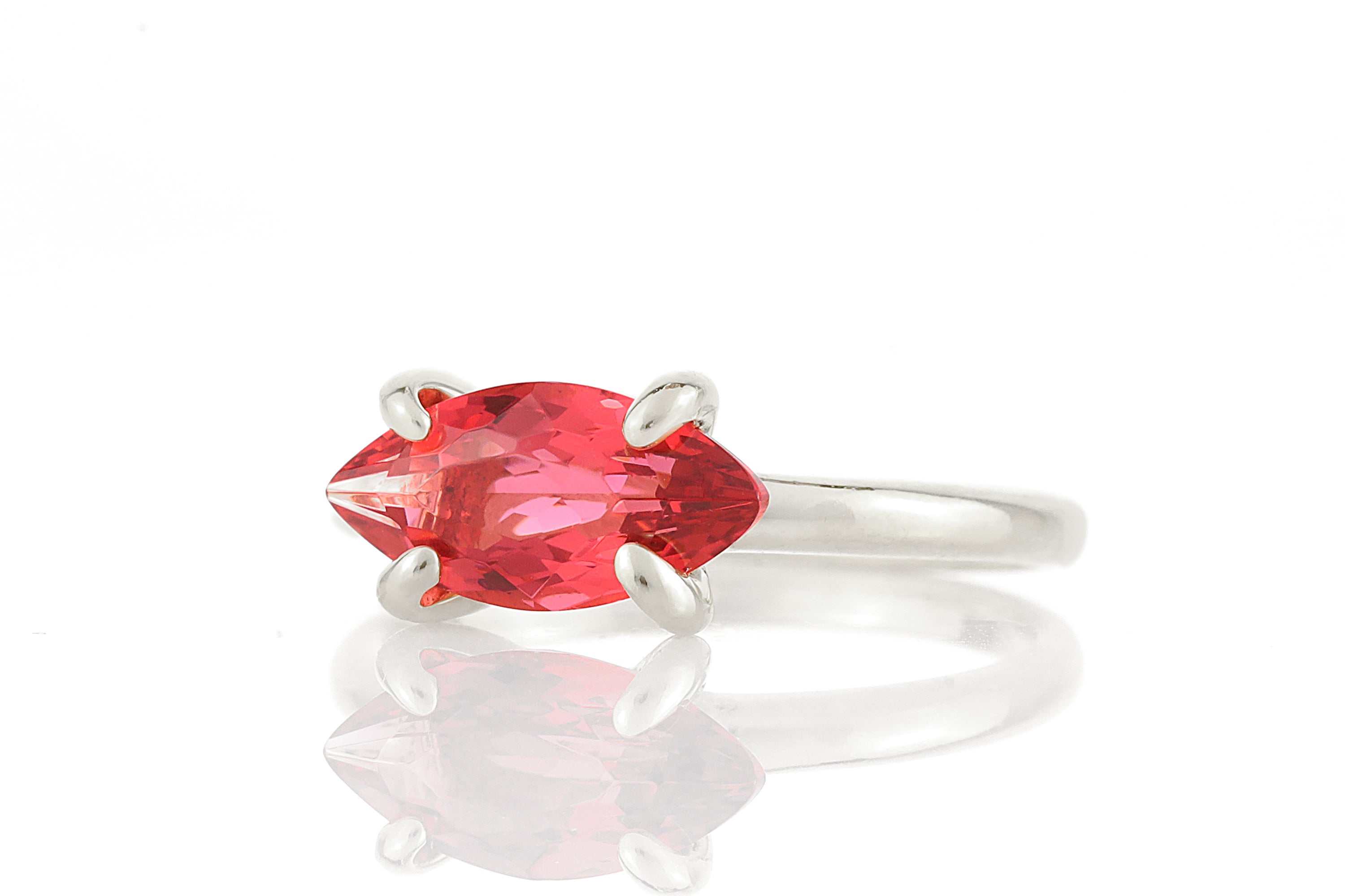 Sterling Silver Marquise Cut Pink Tourmaline Ring Rings Anemone Unique