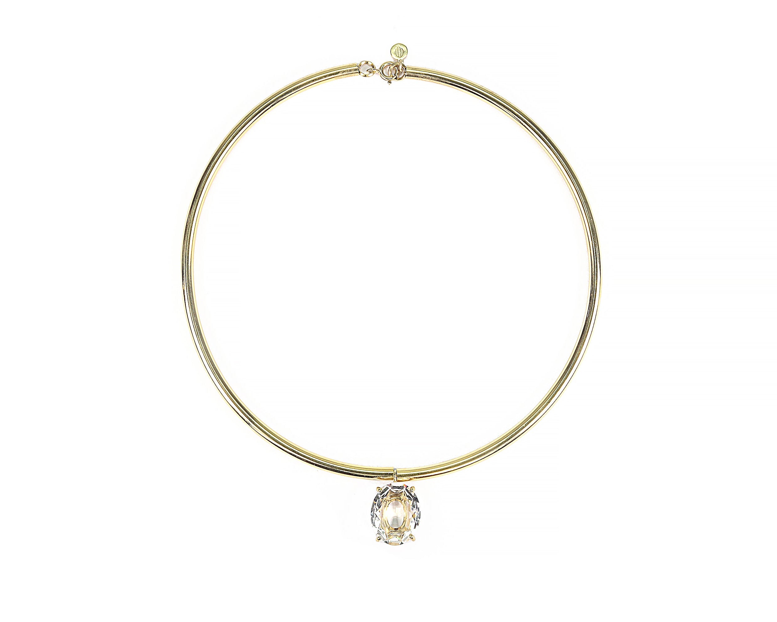 Crystal Quartz Oval Gold Tribal Necklace necklaces Anemone Jewelry