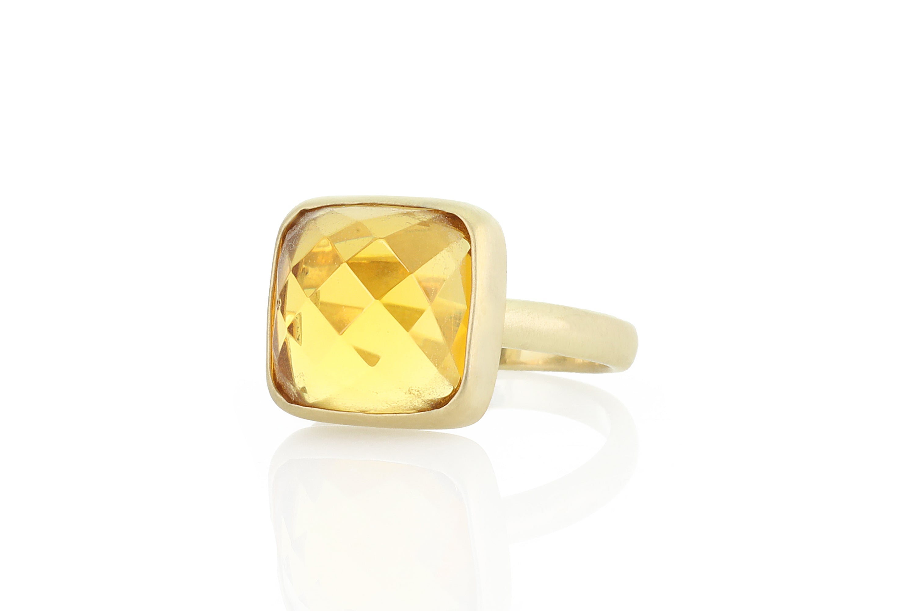 14k Gold Square Bezel Citrine Ring Rings Anemone Limited