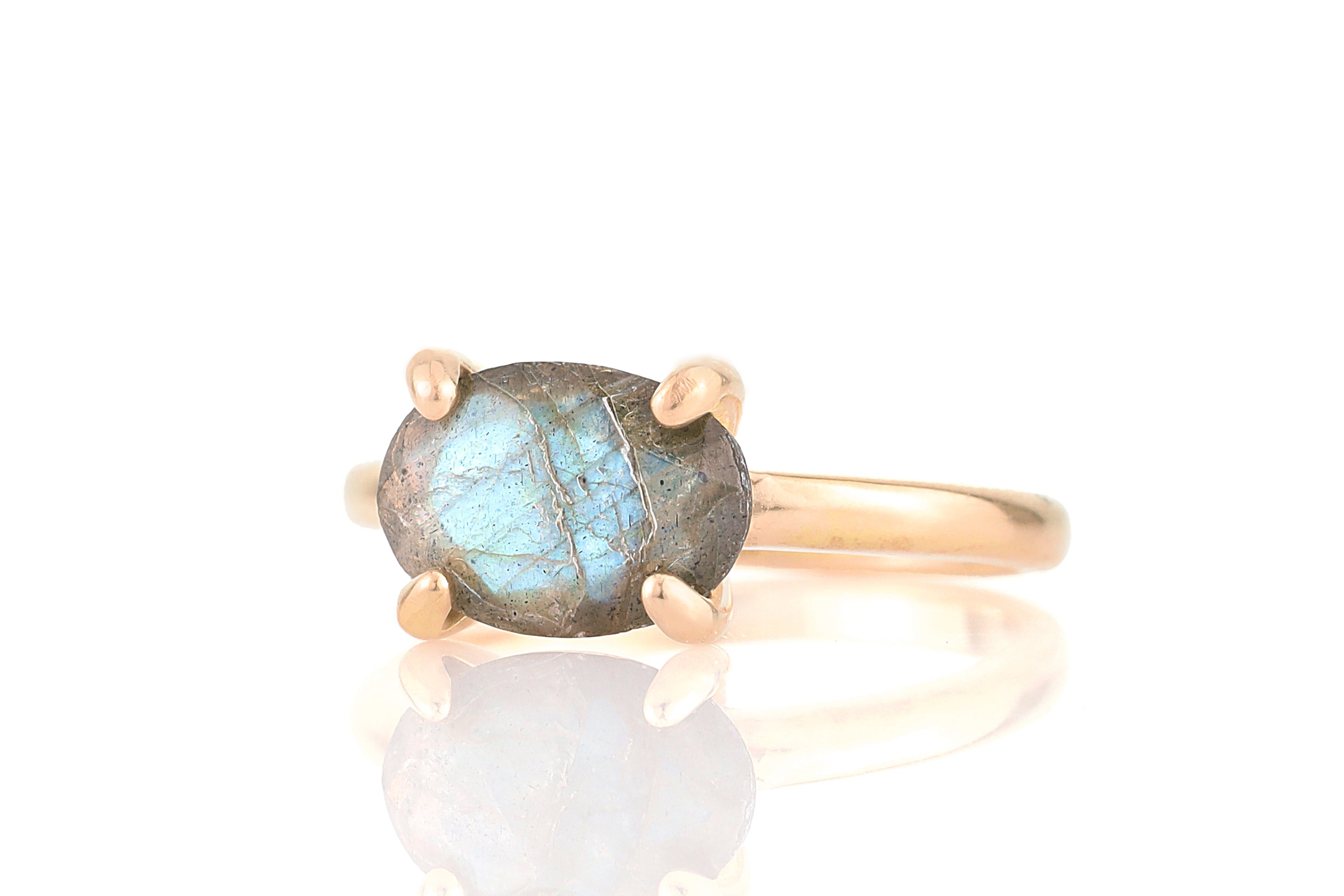 Labradorite Crystal Rose Gold Ring Rings Anemone Unique