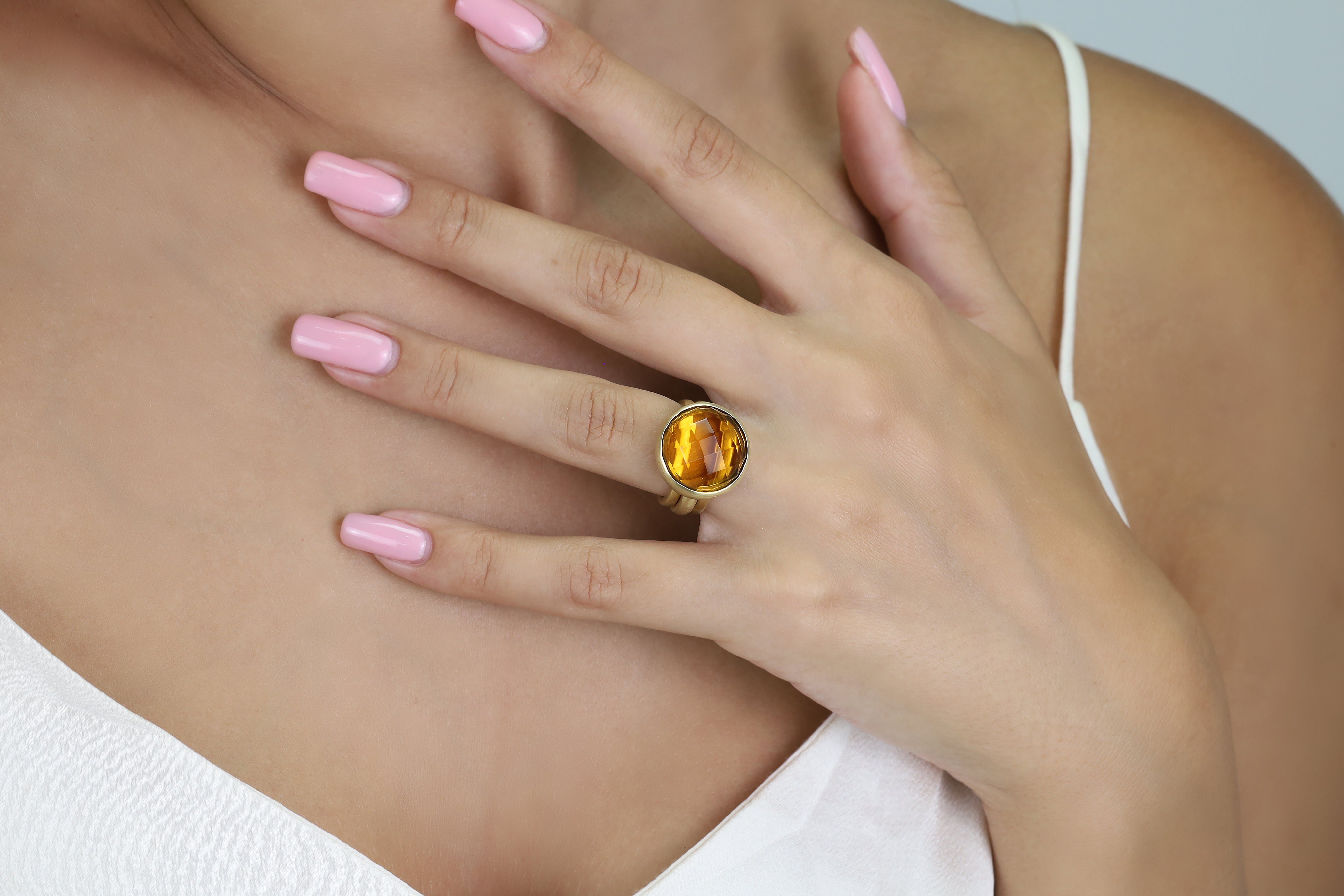 18k Gold Citrine Bezel Ring Rings Anemone Limited