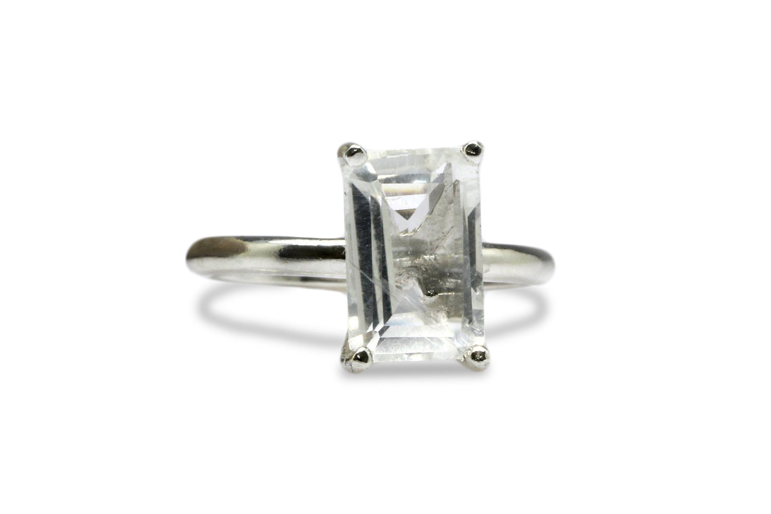 Gem Ring - 925 Sterling Silver with Crystal Quartz - Artisan and Elegant Stacking Rings, April Birthstone Rings, Engagement Rings for Women Rings Anemone Unique