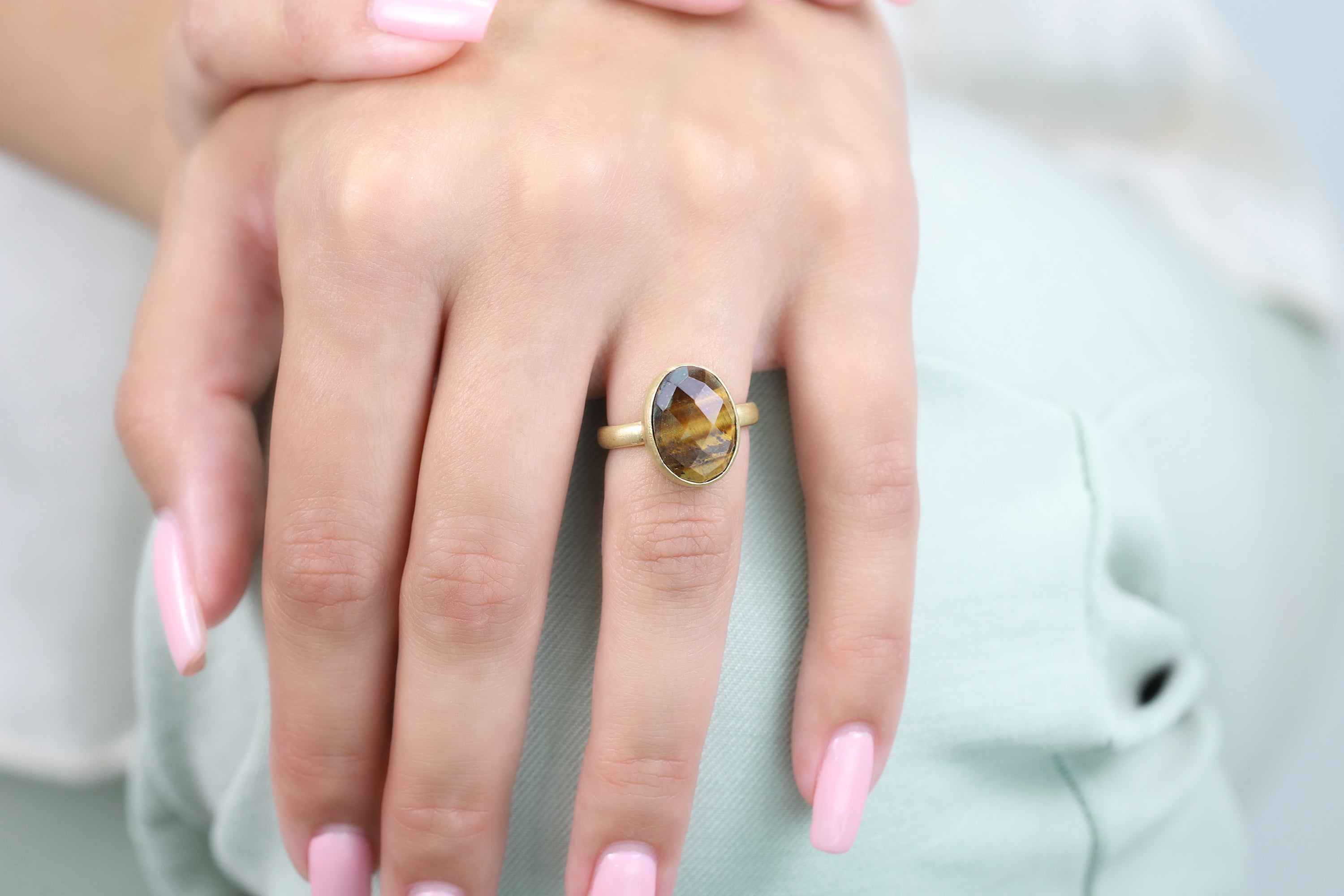 Gold Tiger Eye Bezel Set Ring Rings Anemone Limited