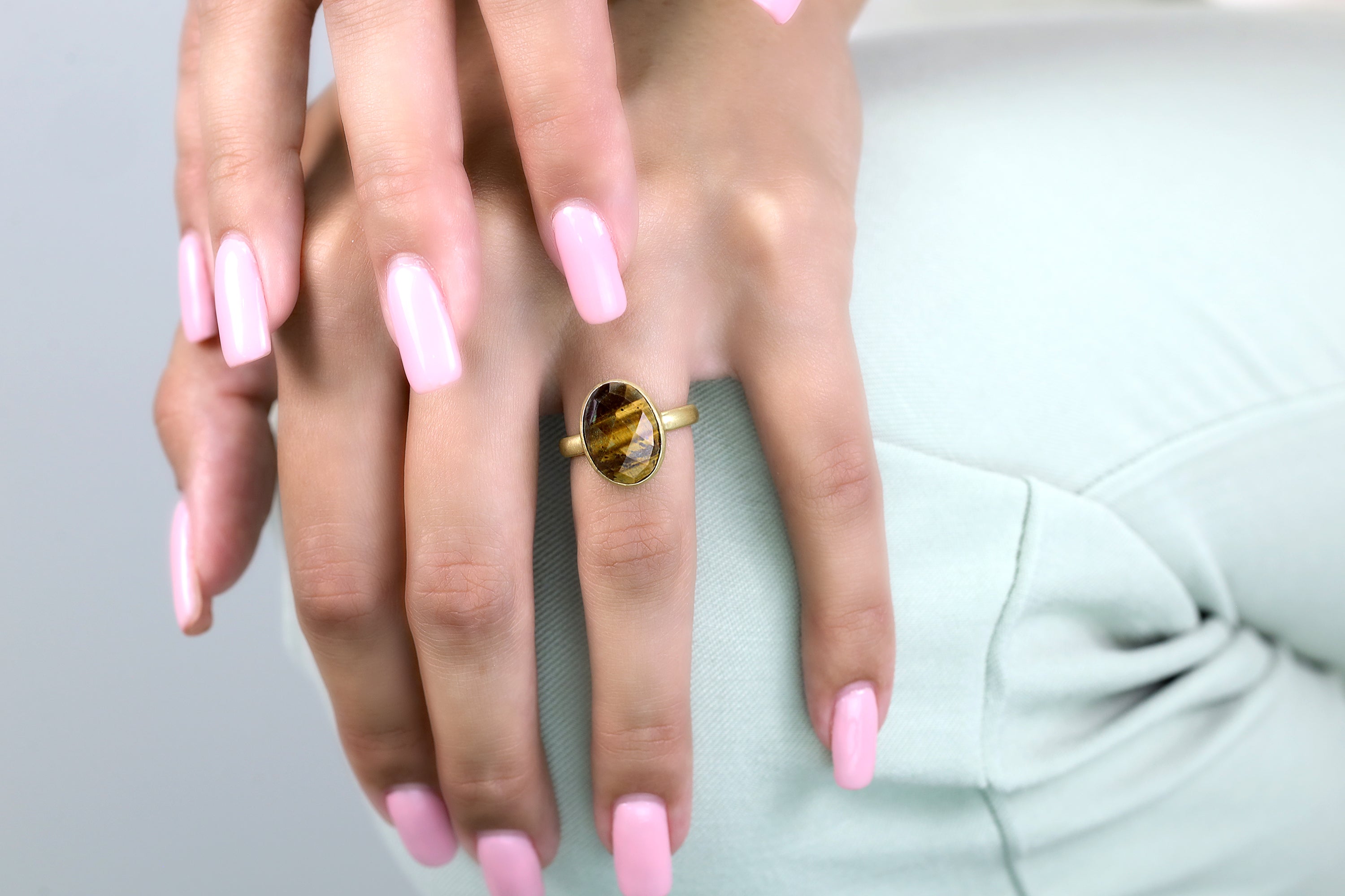Gold Tiger Eye Bezel Set Ring Rings Anemone Limited