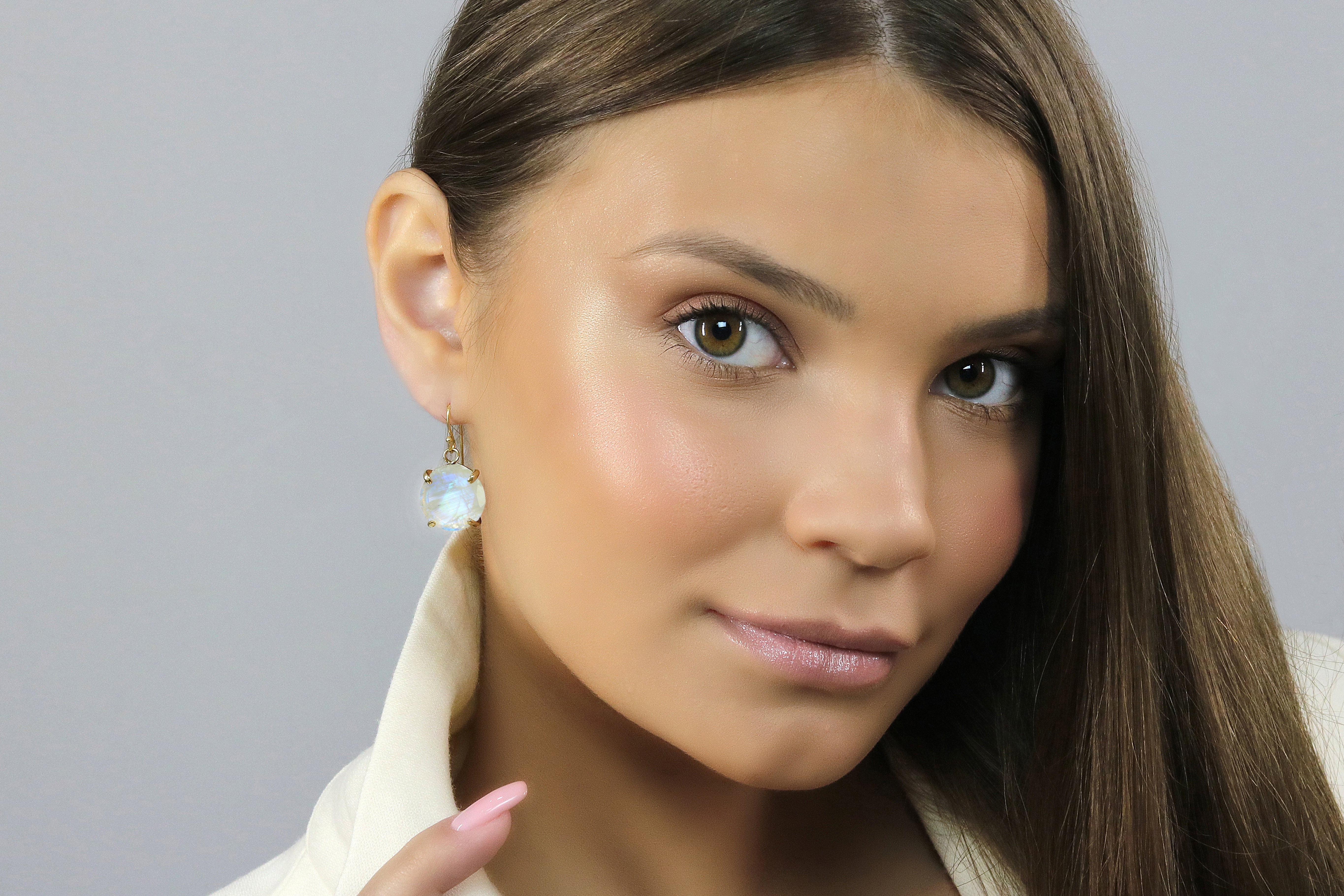 Artisan Moonstone 14k Gold Dangle Earrings Earrings Anemone Jewelry