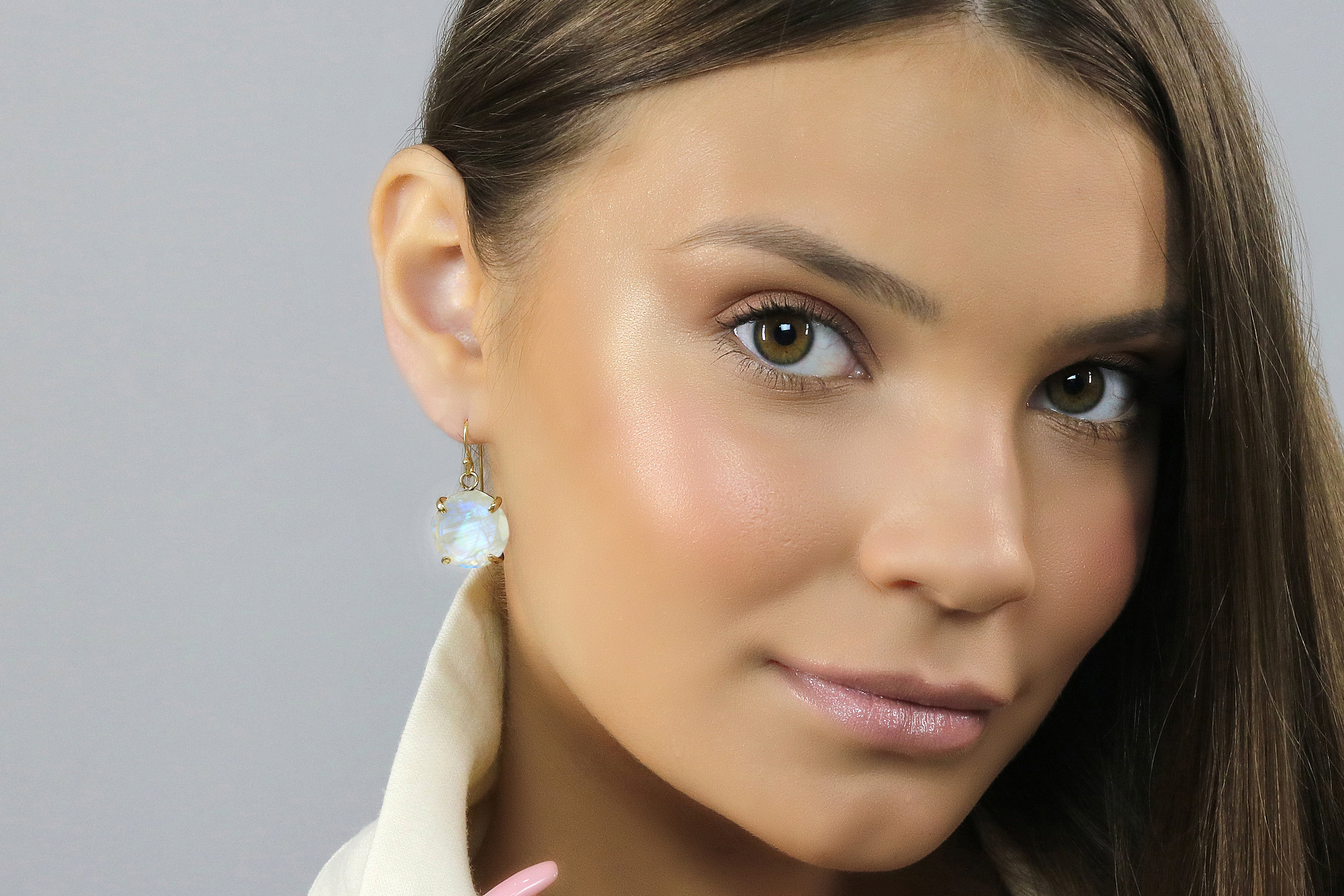 Artisan Moonstone 14k Gold Dangle Earrings Earrings Anemone Jewelry