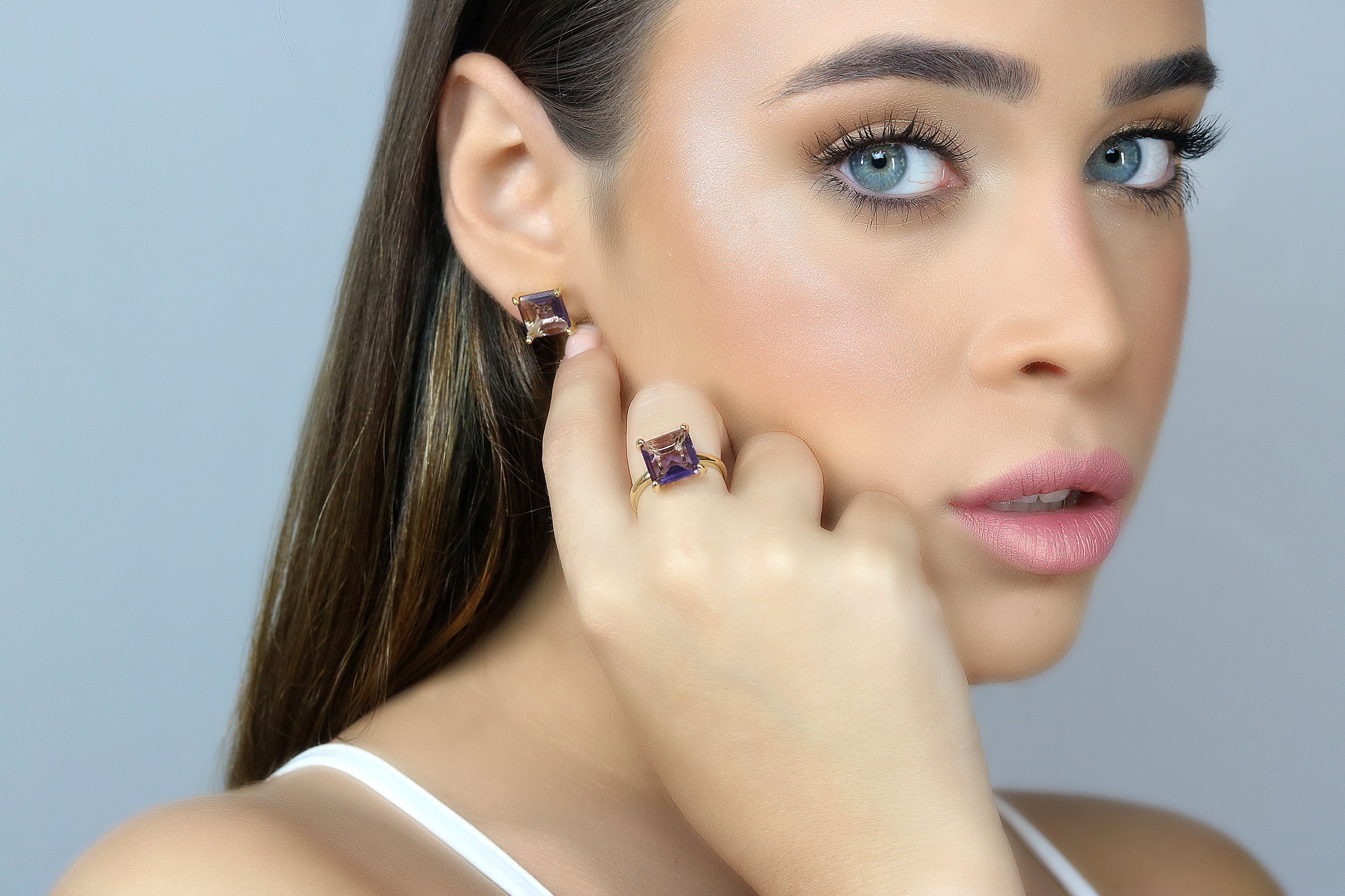 Princess Cut Amethyst Gold Filled Earrings Earrings Anemone Unique