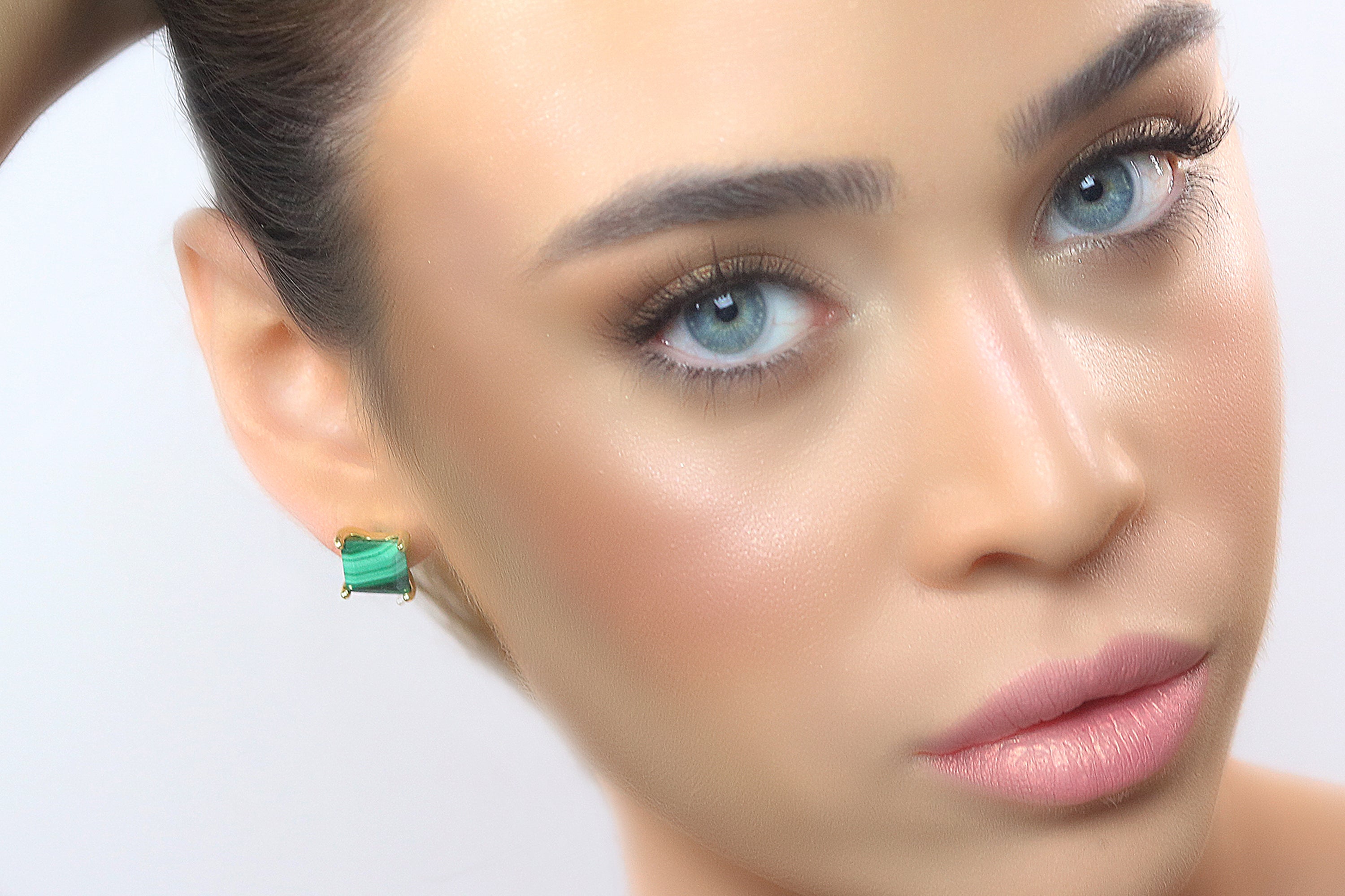 Vibrant Malachite Earrings in Gold Earrings Anemone Unique