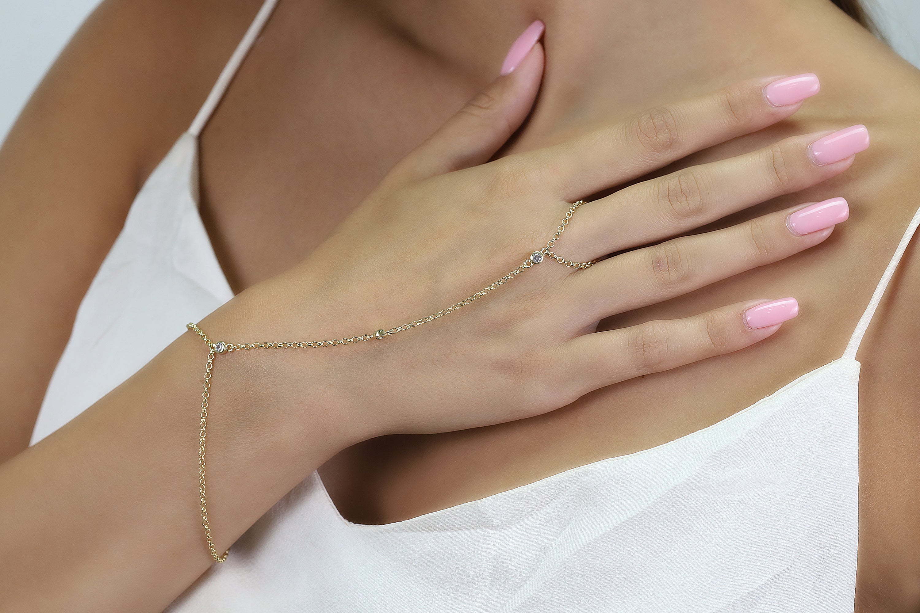 Chain Ring Boho Wedding Jewelry Bracelet Bracelets Anemone Unique