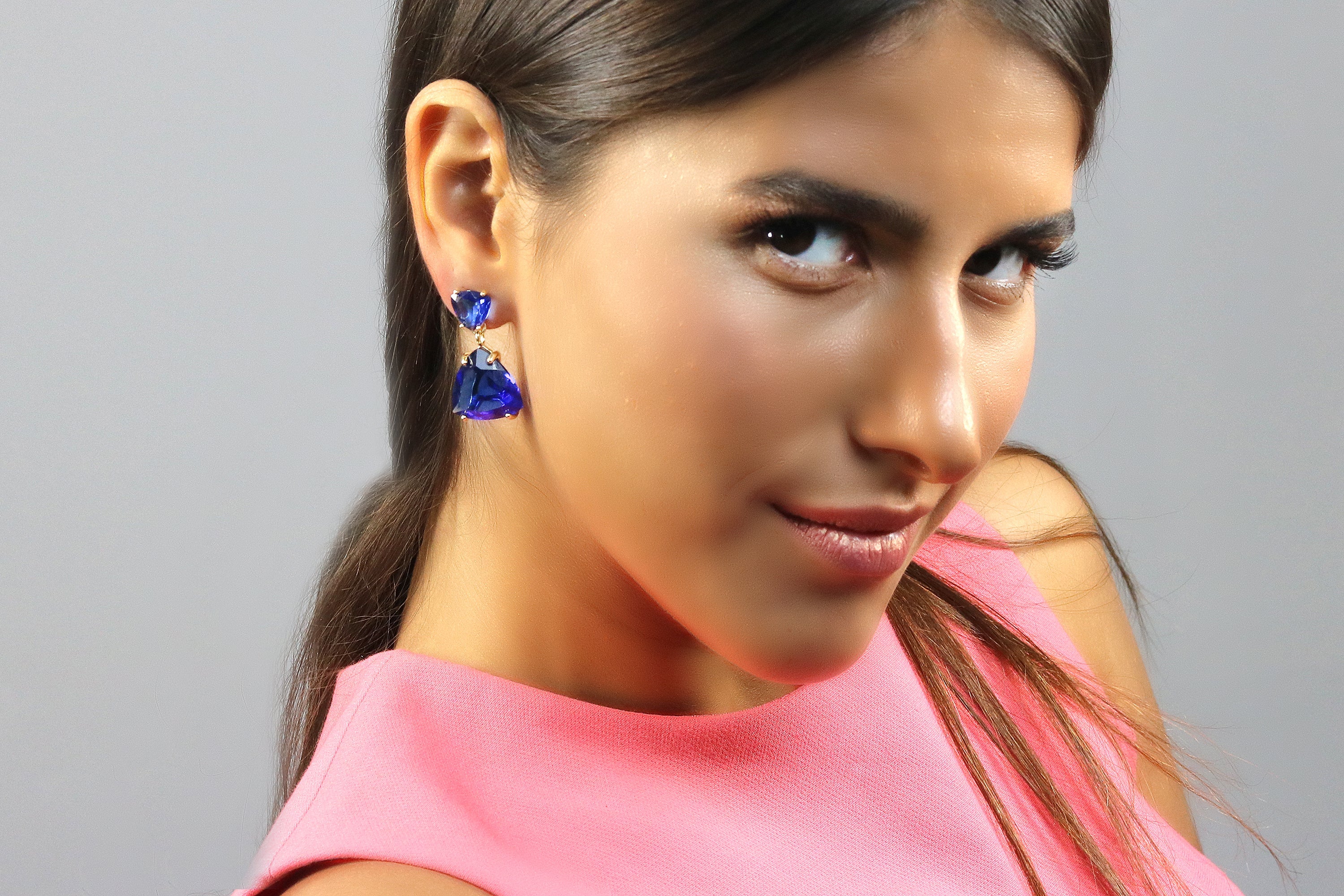 Vibrant Sapphire Earrings in 14k Gold Earrings Anemone Jewelry