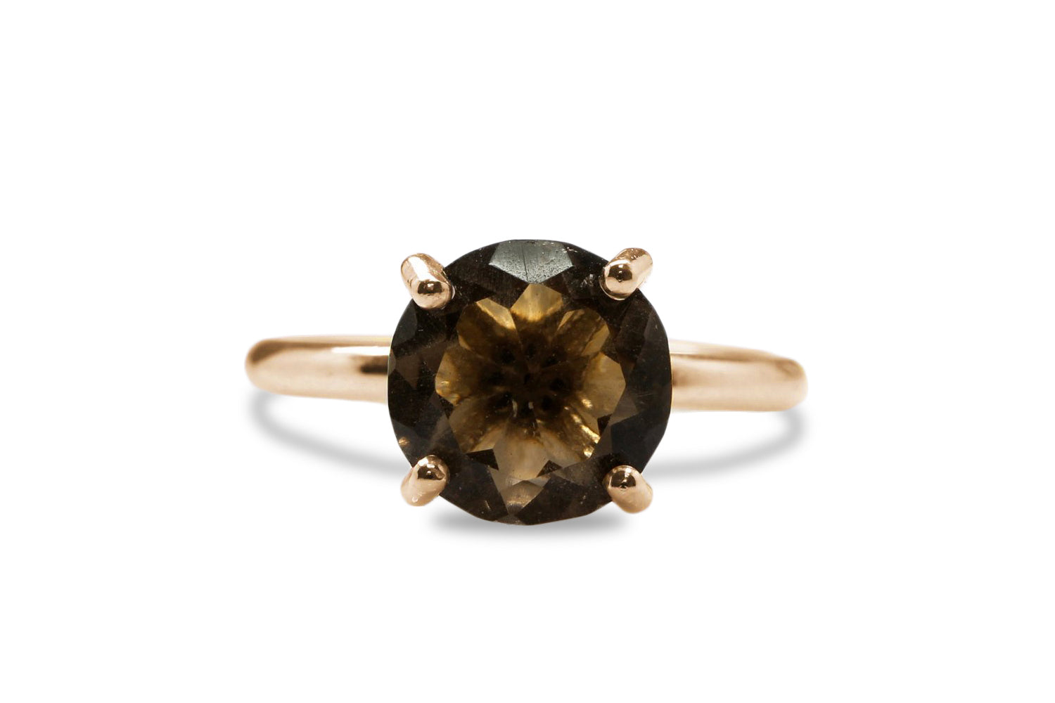 Gold Plated Rings for Women - 10mm Round 14k Rose Gold Ring - Artisan-made Statement and Stackable Rings Rings Anemone Unique