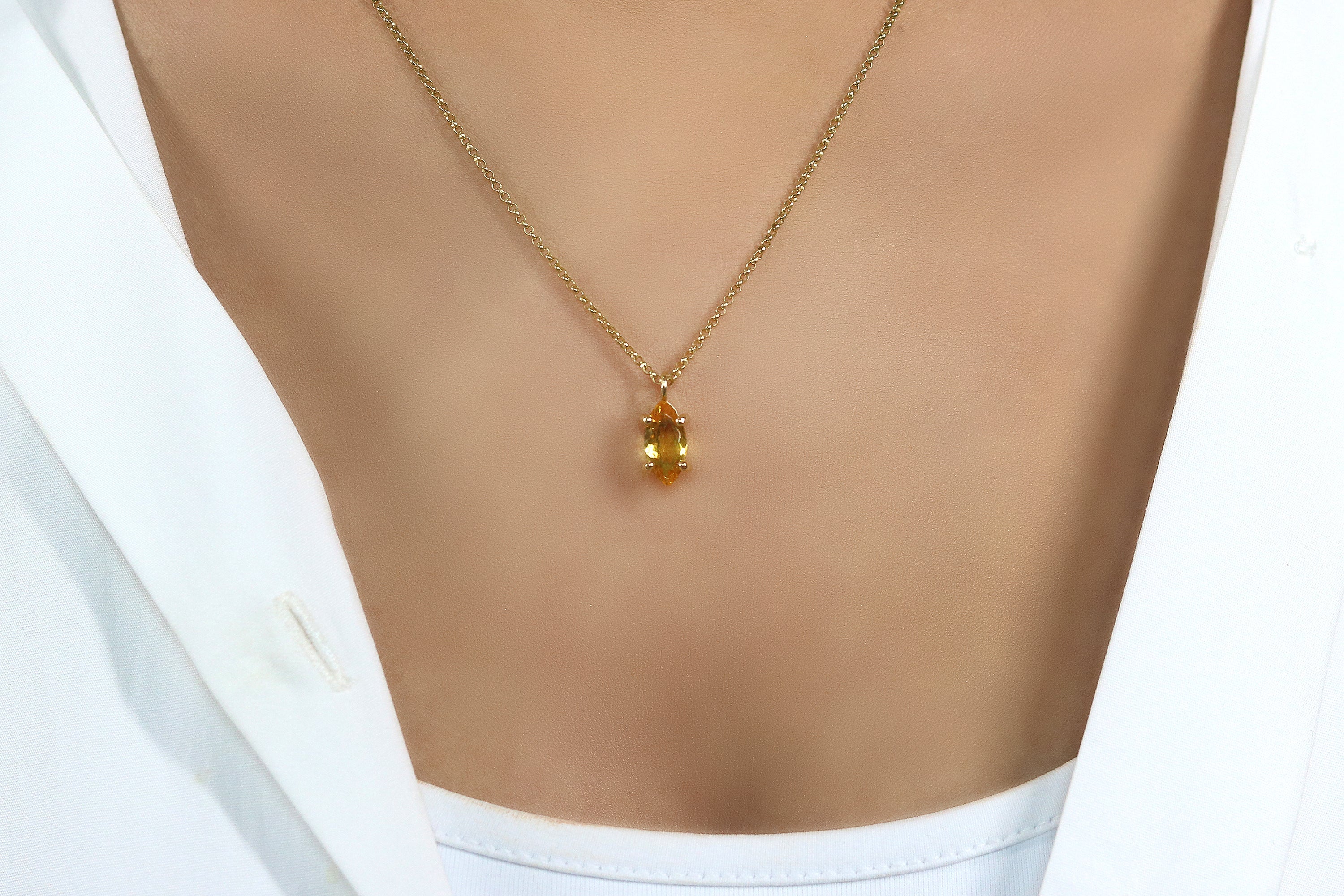 Marquise Citrine Gold Filled Necklace necklaces Anemone Unique