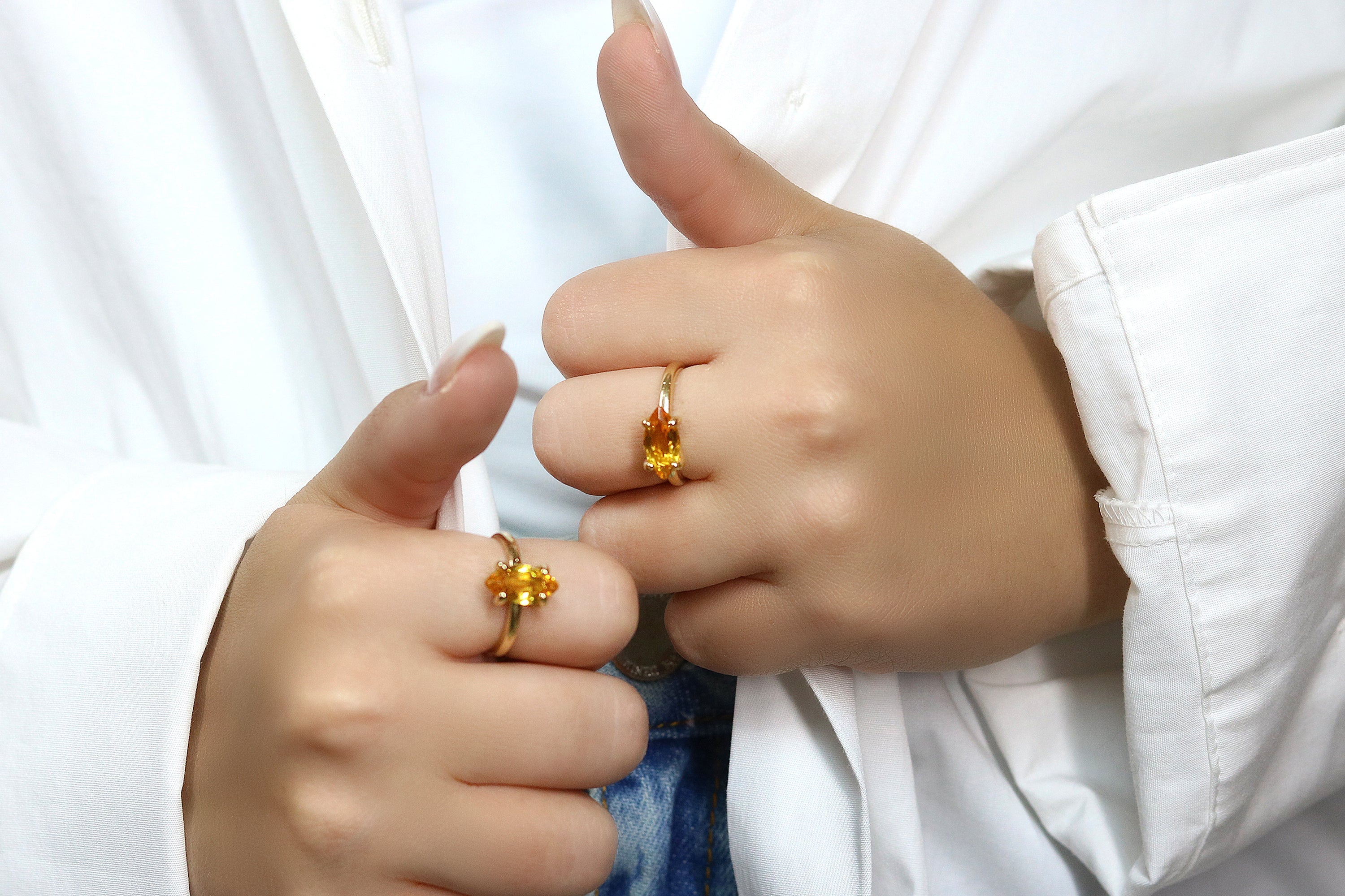 Solitaire Citrine Gold Filled Ring Rings Anemone Unique