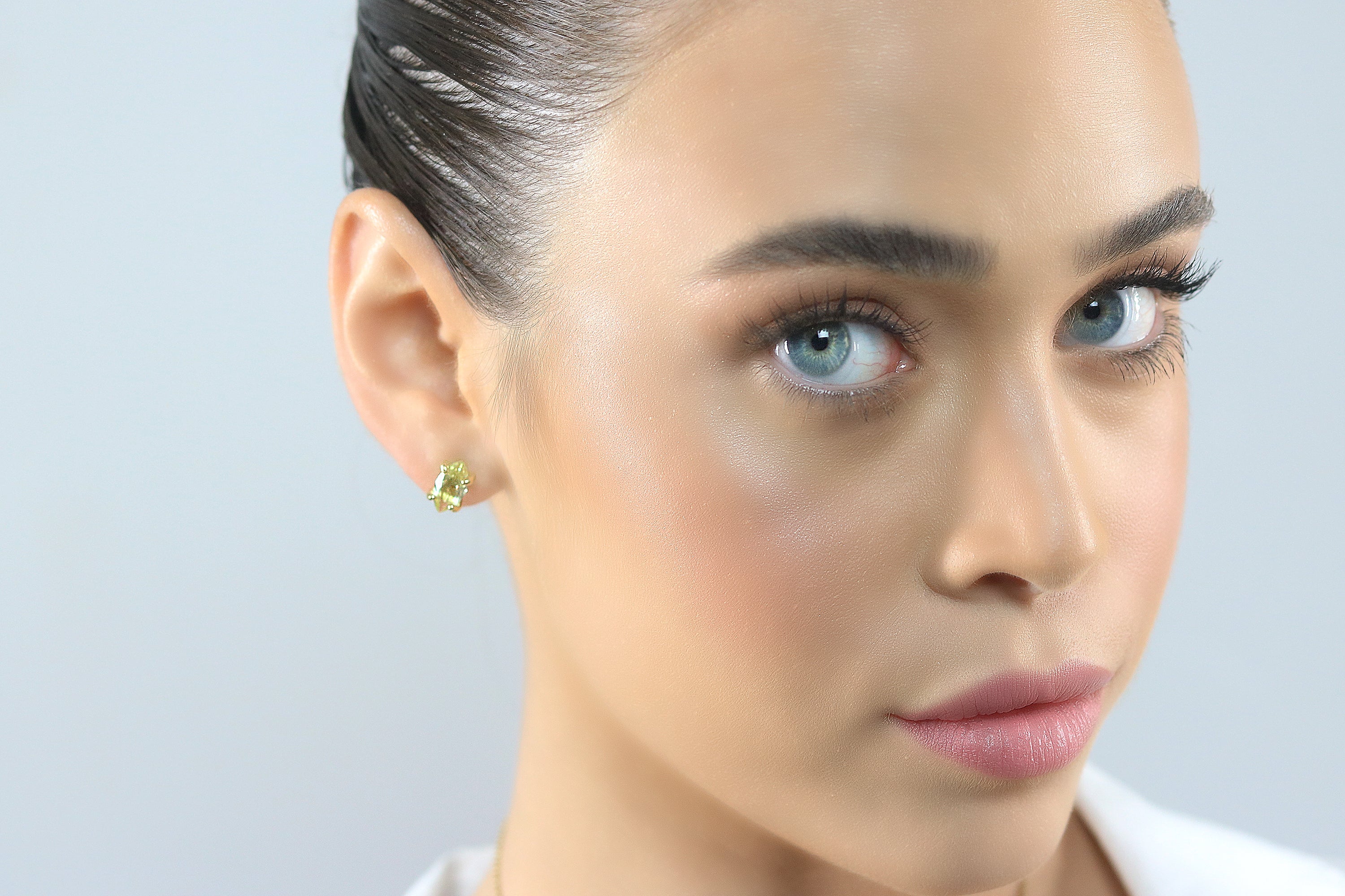 Artisan Yellow Quartz Post Earrings in Gold Earrings Anemone Unique