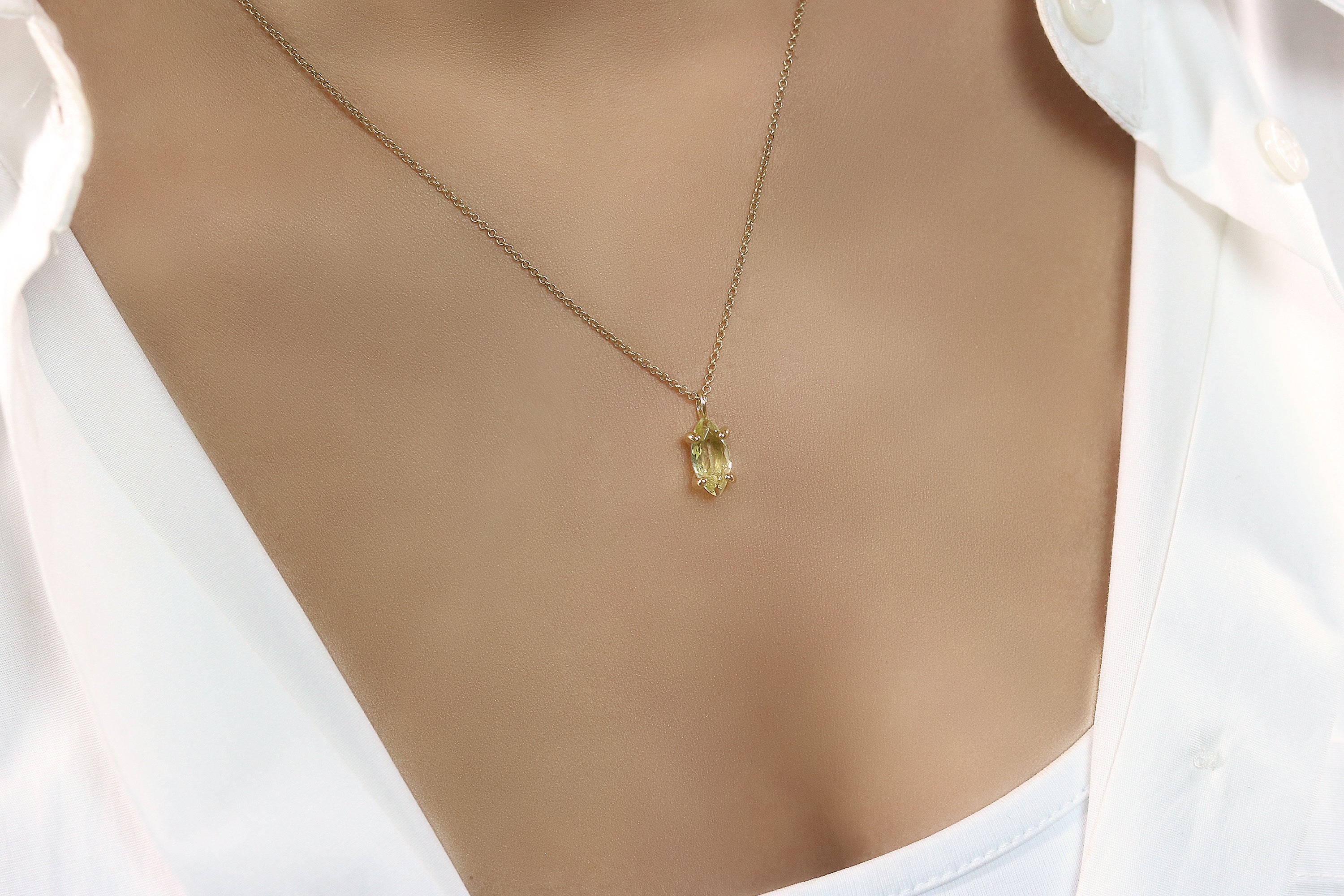 Simple Dainty Lemon Quartz Gold Necklace necklaces Anemone Unique