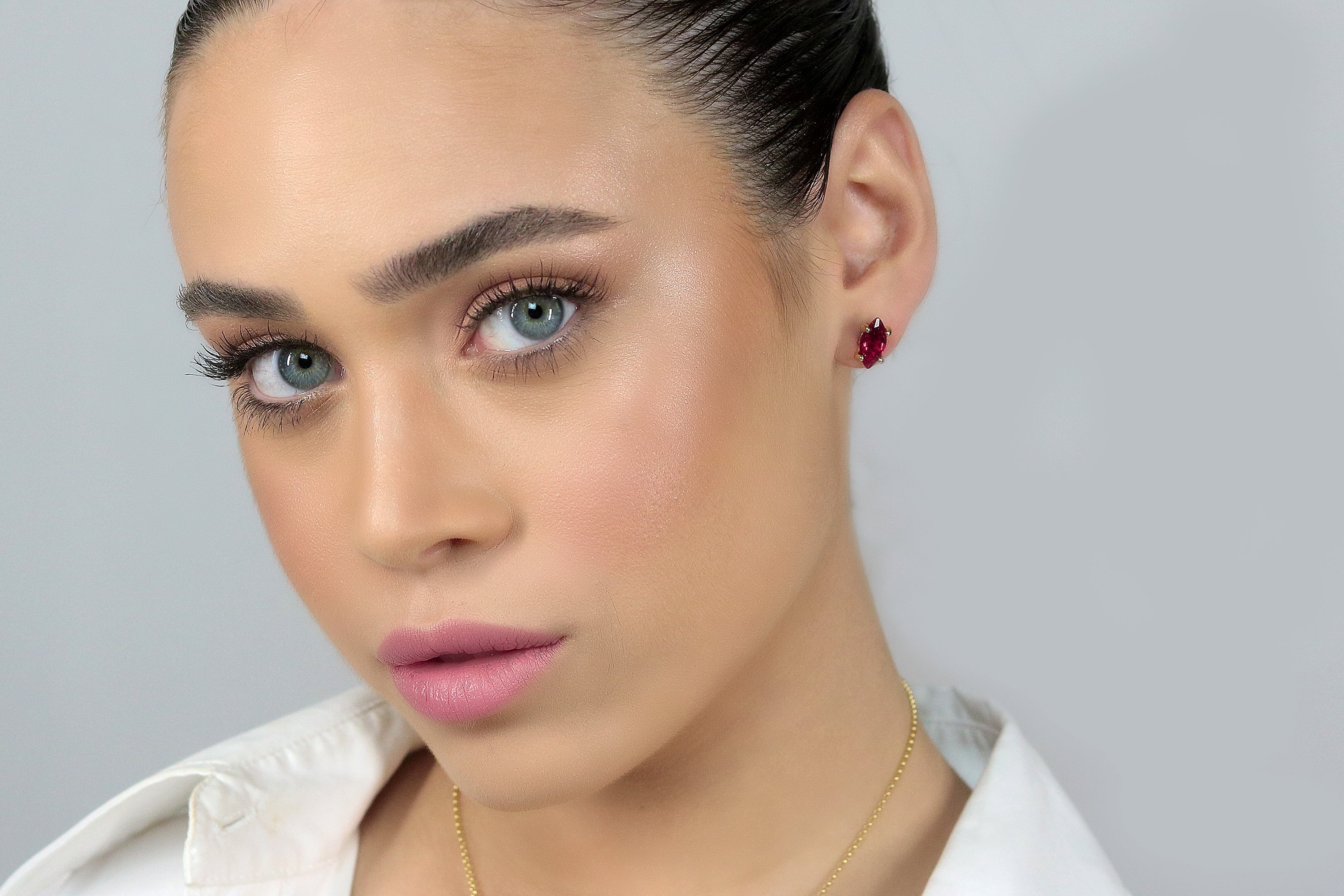 Dainty Marquise Red Ruby Gold Earrings Earrings Anemone Unique