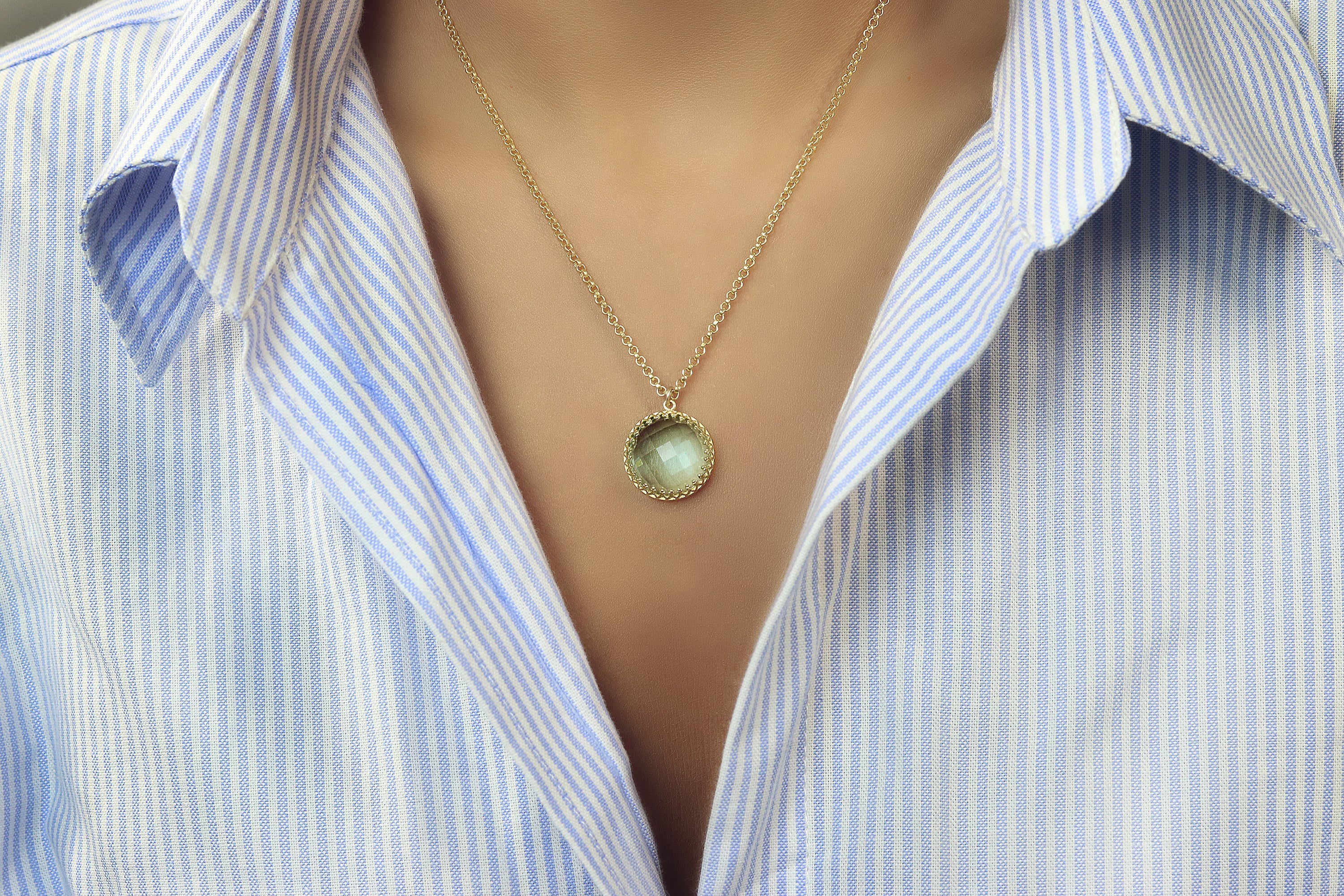 Round Statement Topaz Necklace necklaces Anemone Jewelry