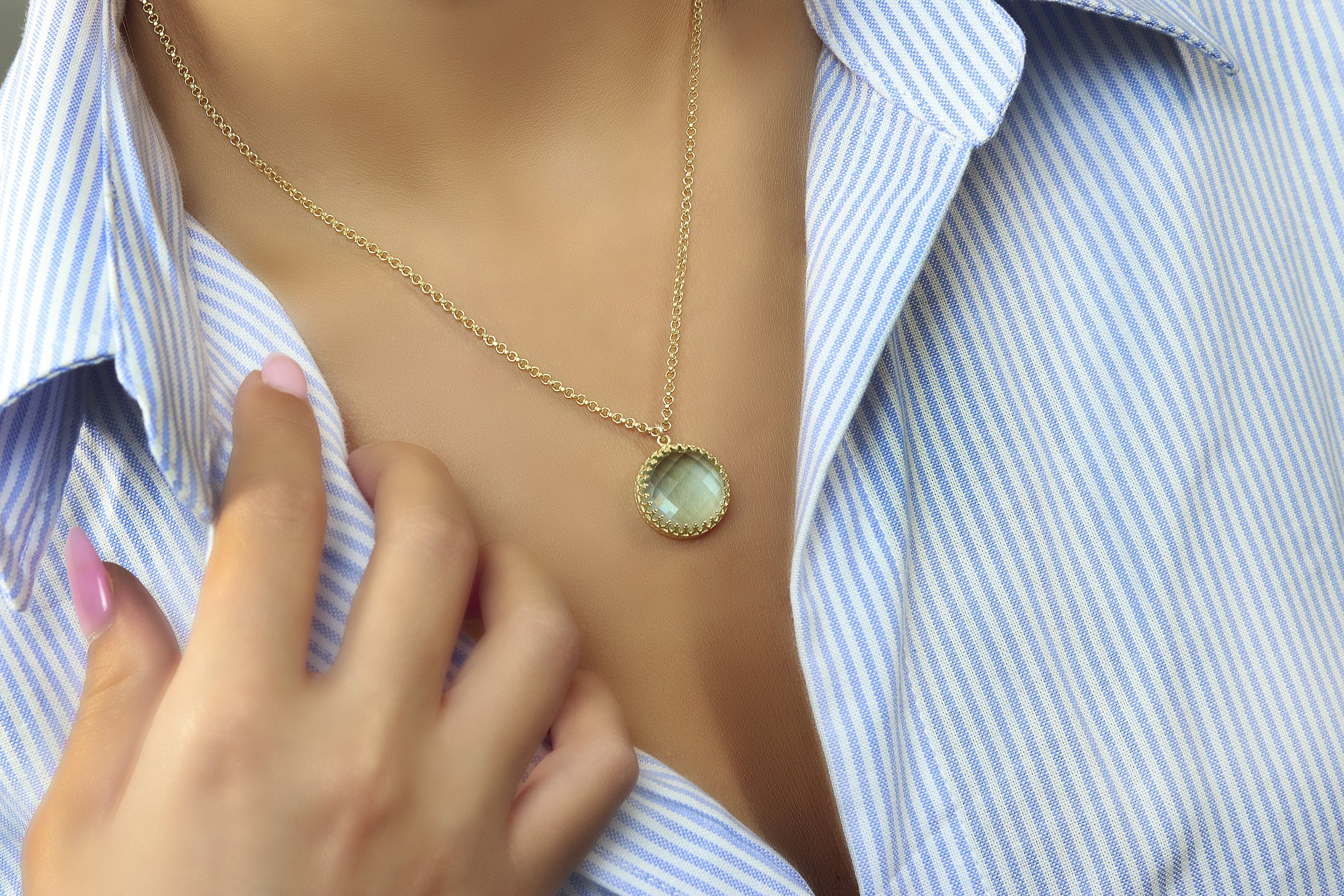 Round Statement Topaz Necklace necklaces Anemone Jewelry