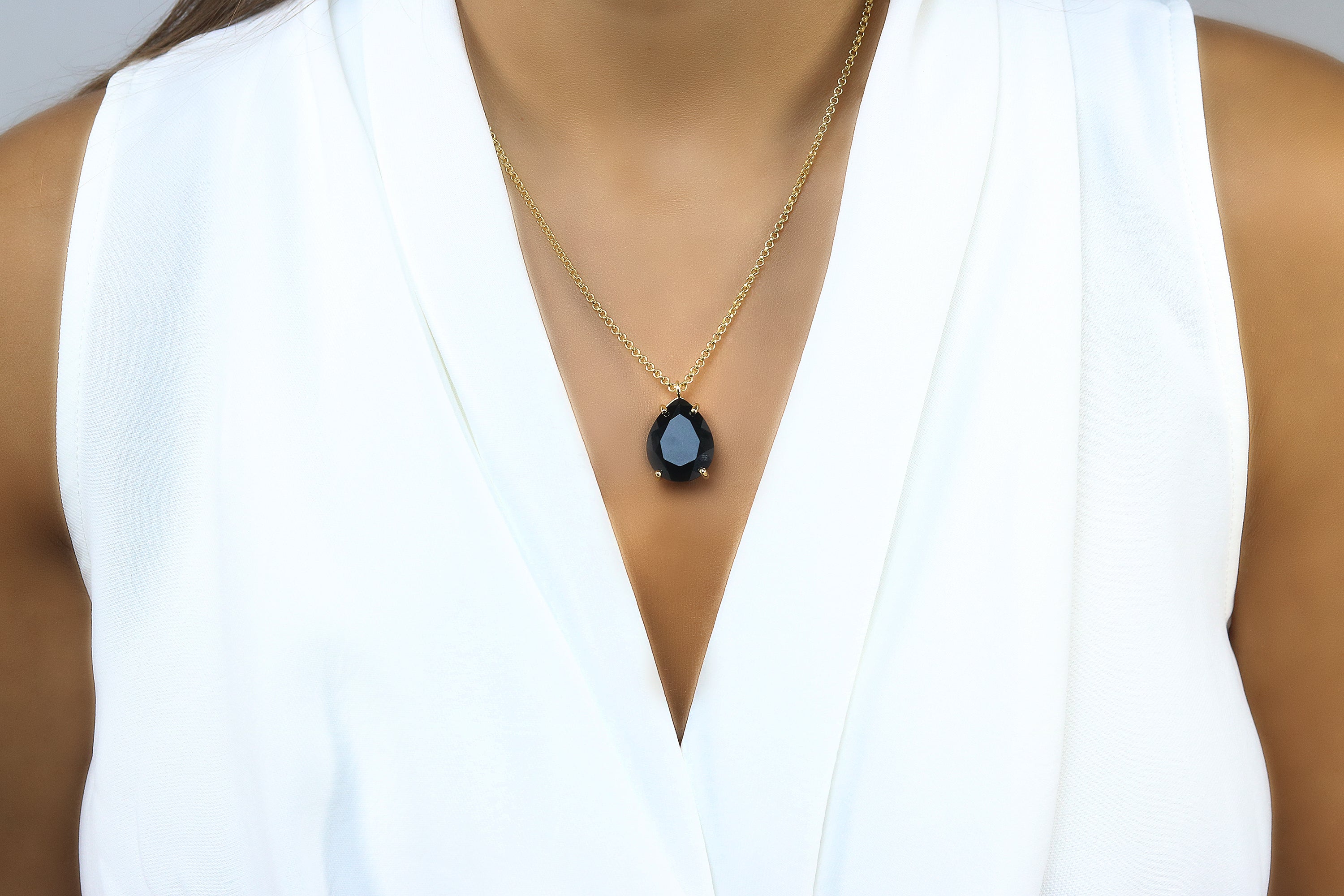 Bold Black Onyx Necklace in 925 Sterling Silver necklaces Anemone Jewelry