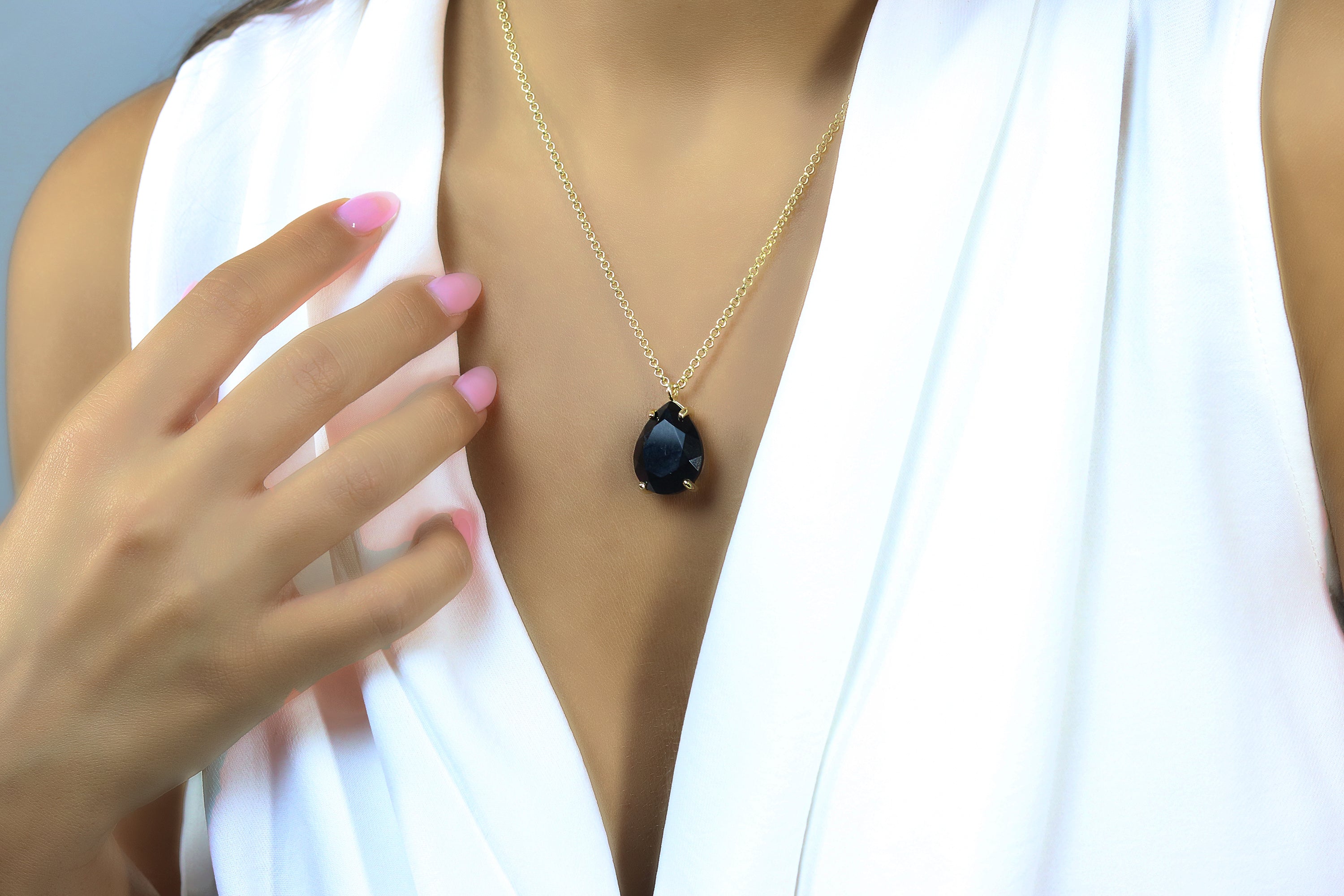 Bold Black Onyx Necklace in 925 Sterling Silver necklaces Anemone Jewelry